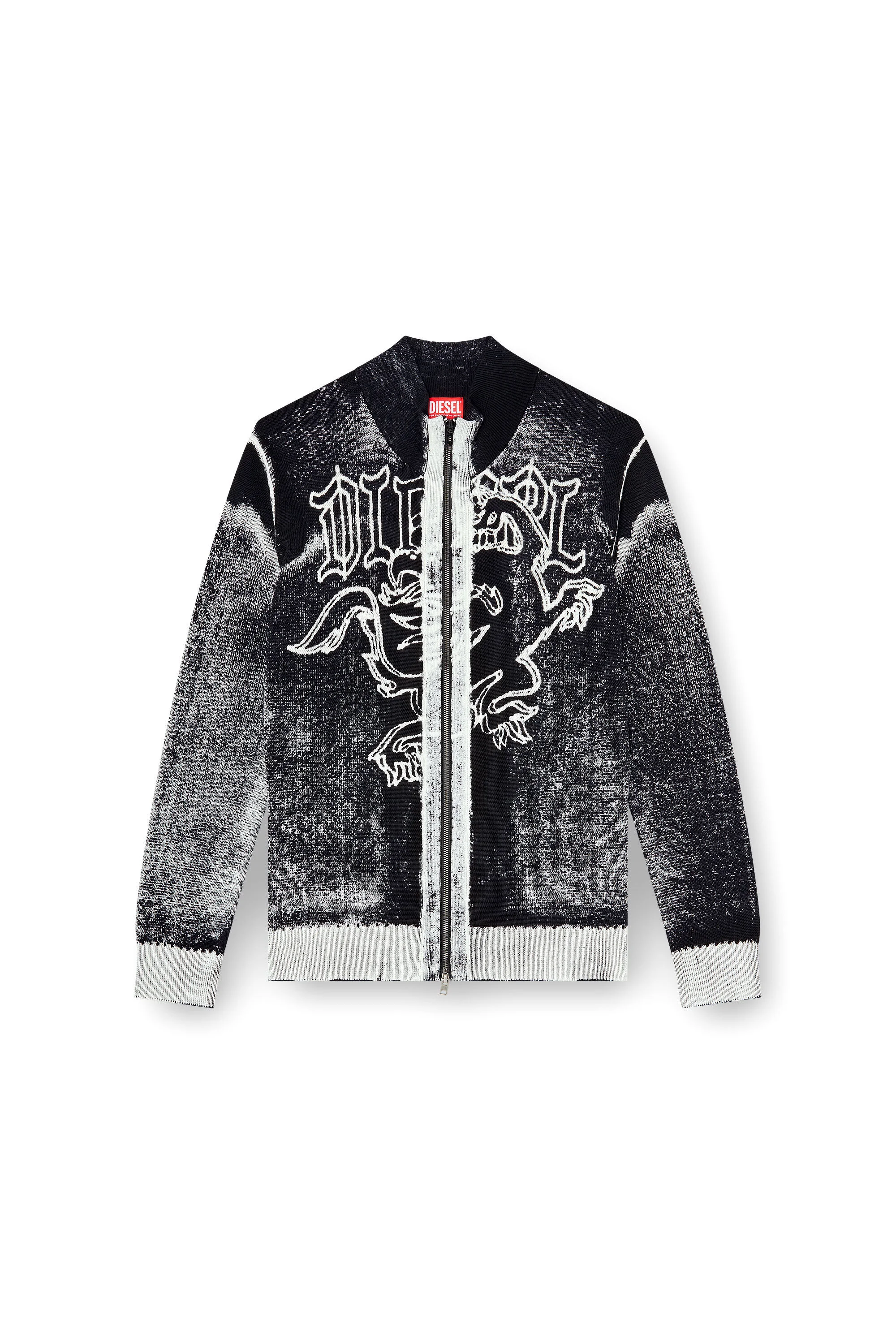 TREATED ZIP CARDIGAN WITH GRIFFIN MOTIF - 1