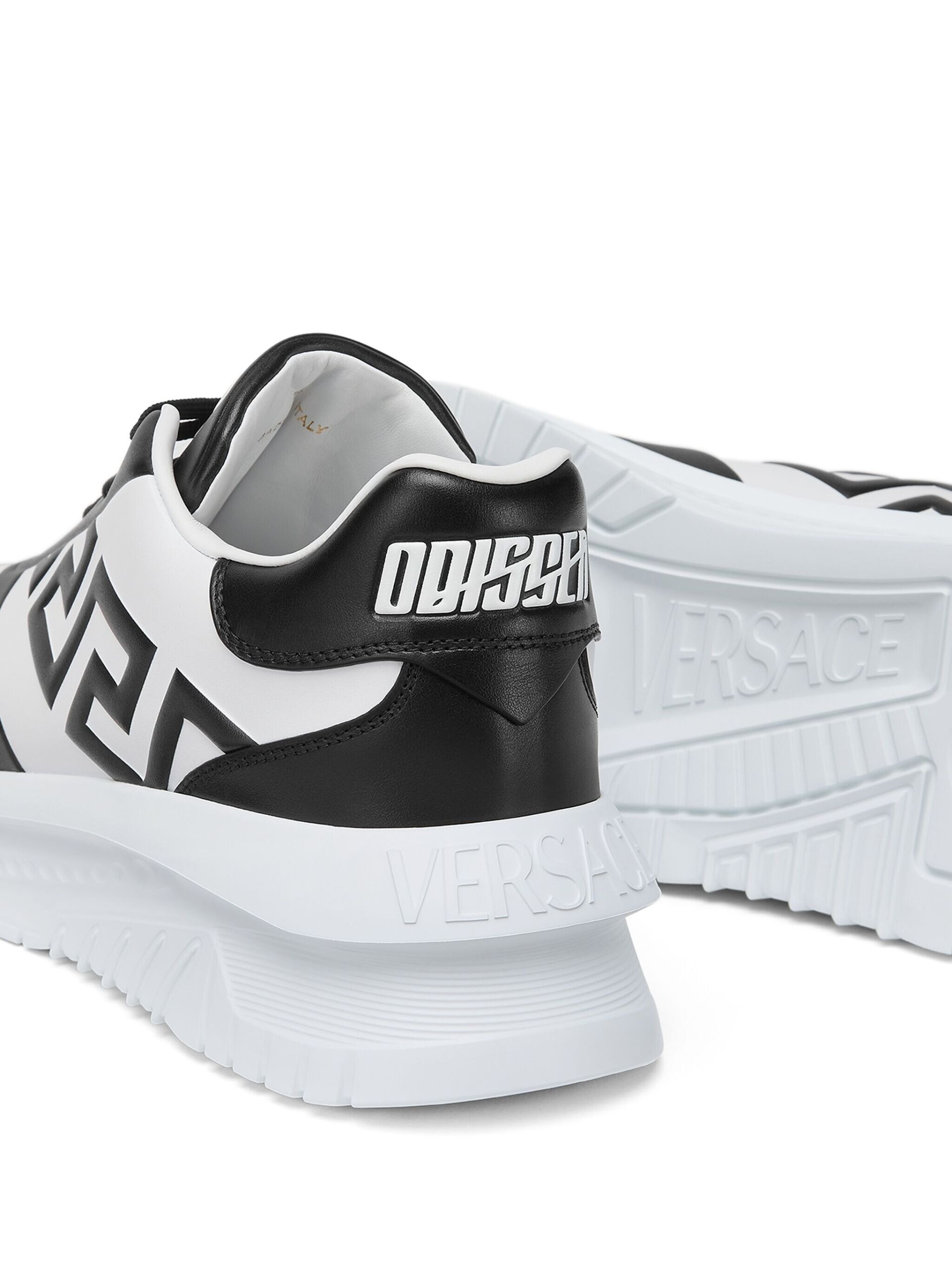 Black Greca Odissea Leather Sneakers - 3