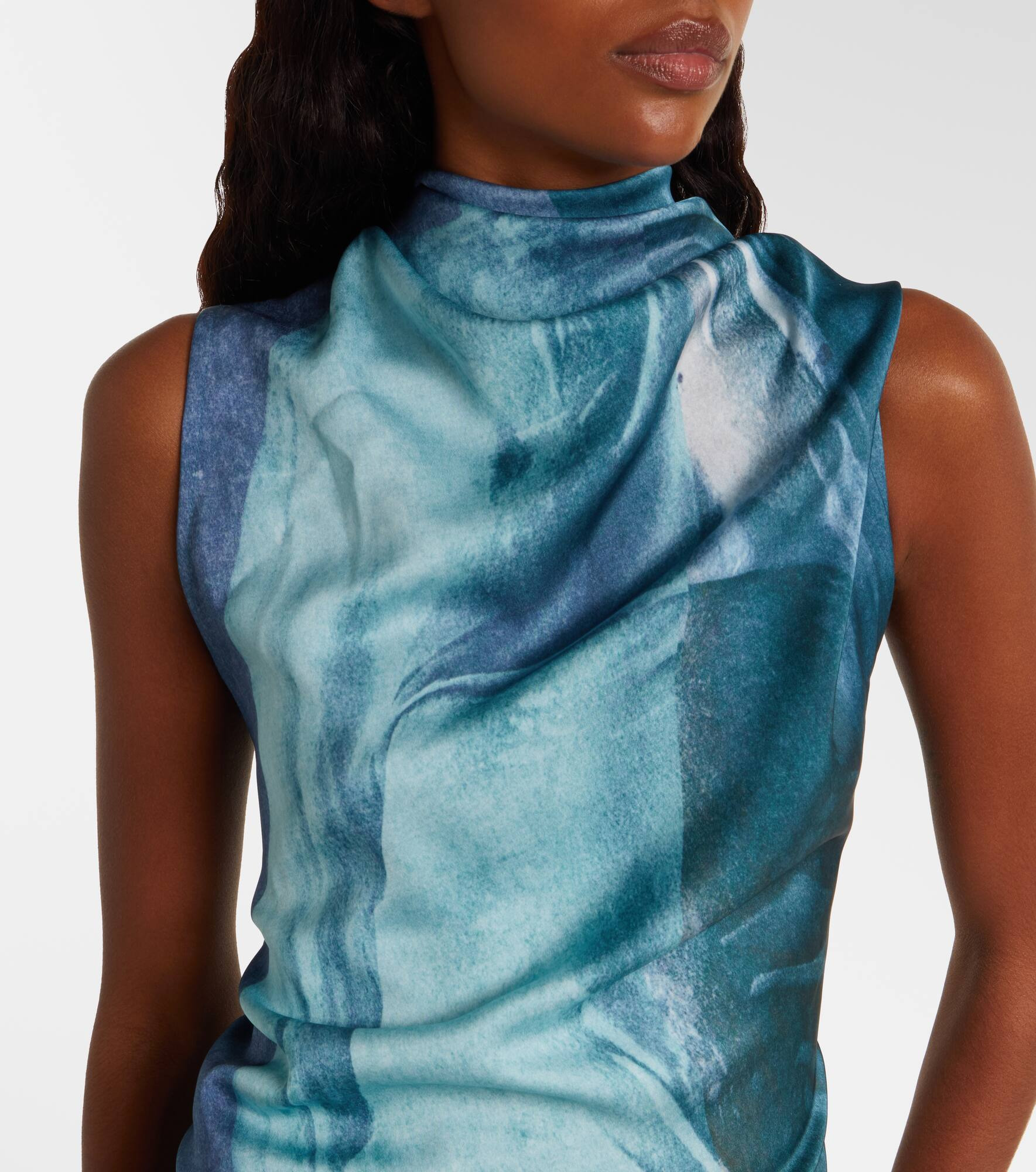 Printed draped satin maxi dress - 4
