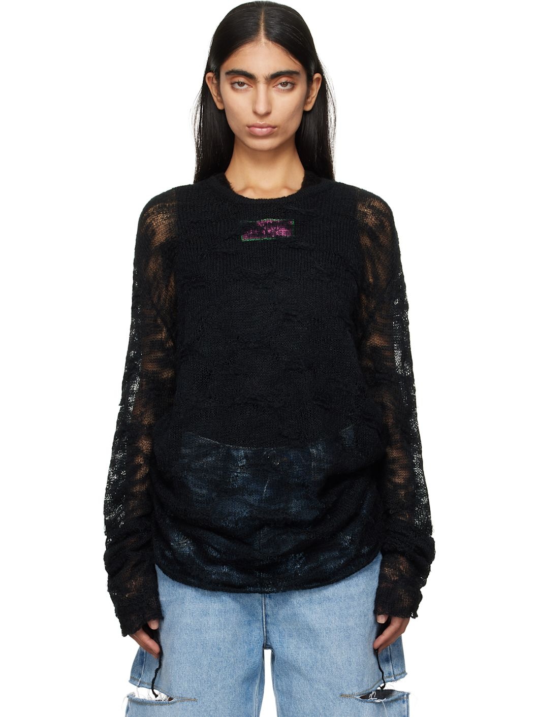Black Sheer Sweater - 1