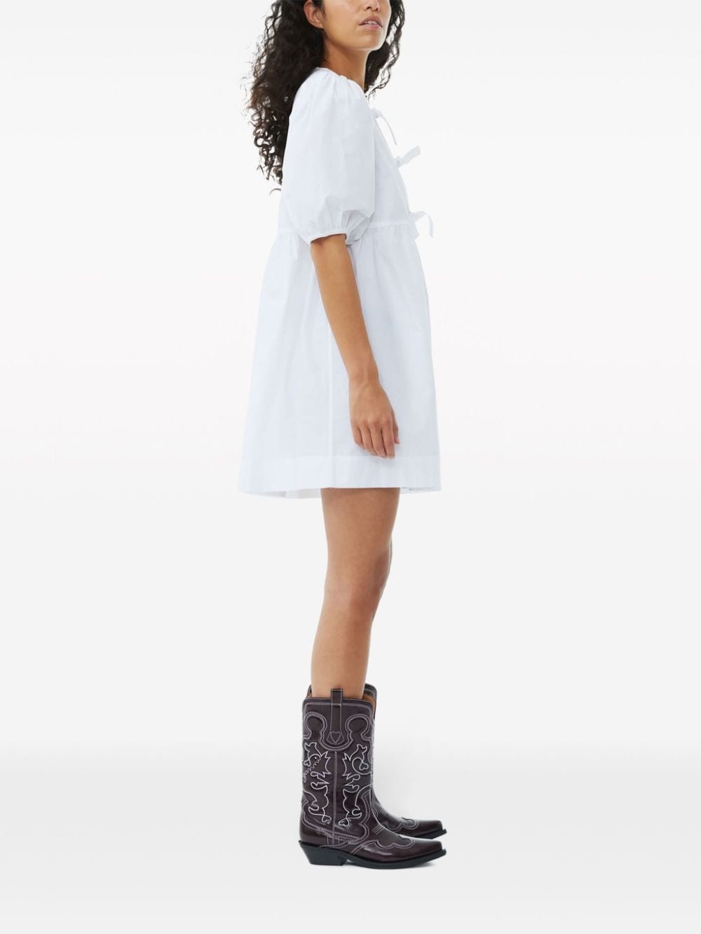 Cotton Poplin Tie String Mini Dress - 3