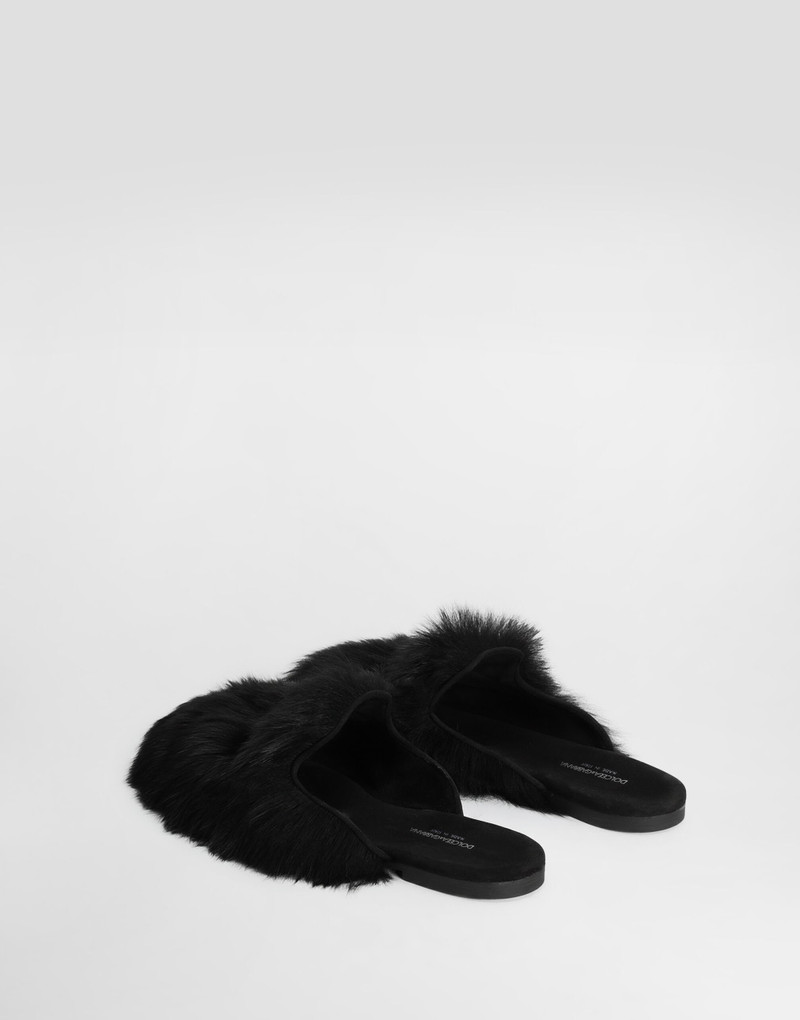 Dolce & Gabbana Shearling and suede slippers outlook