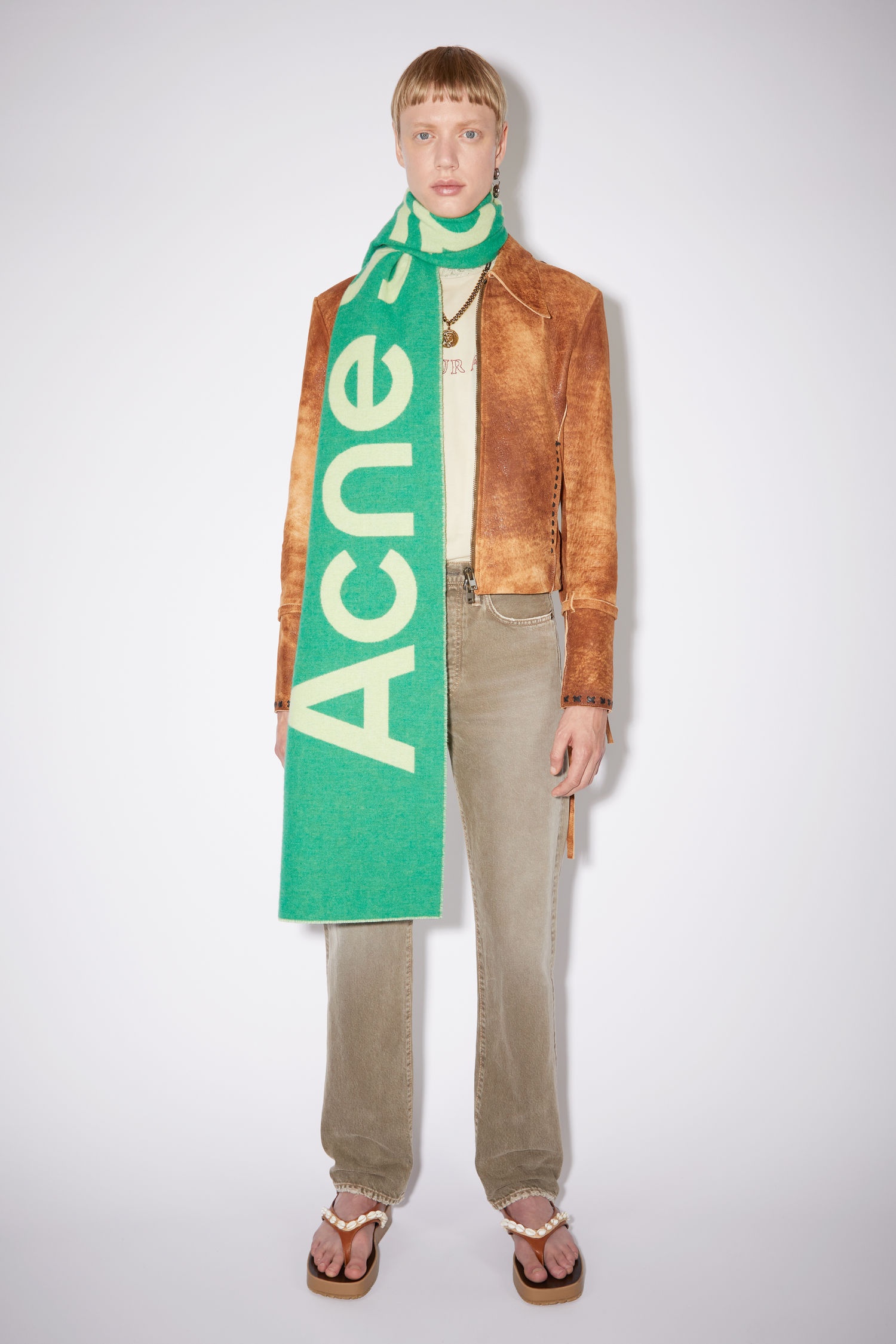 Logo jacquard scarf - Green/lime green - 3
