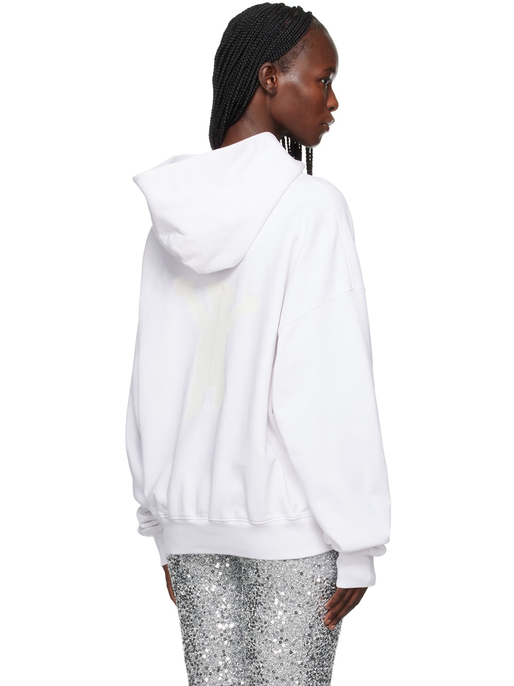 White Printed Hoodie - 3