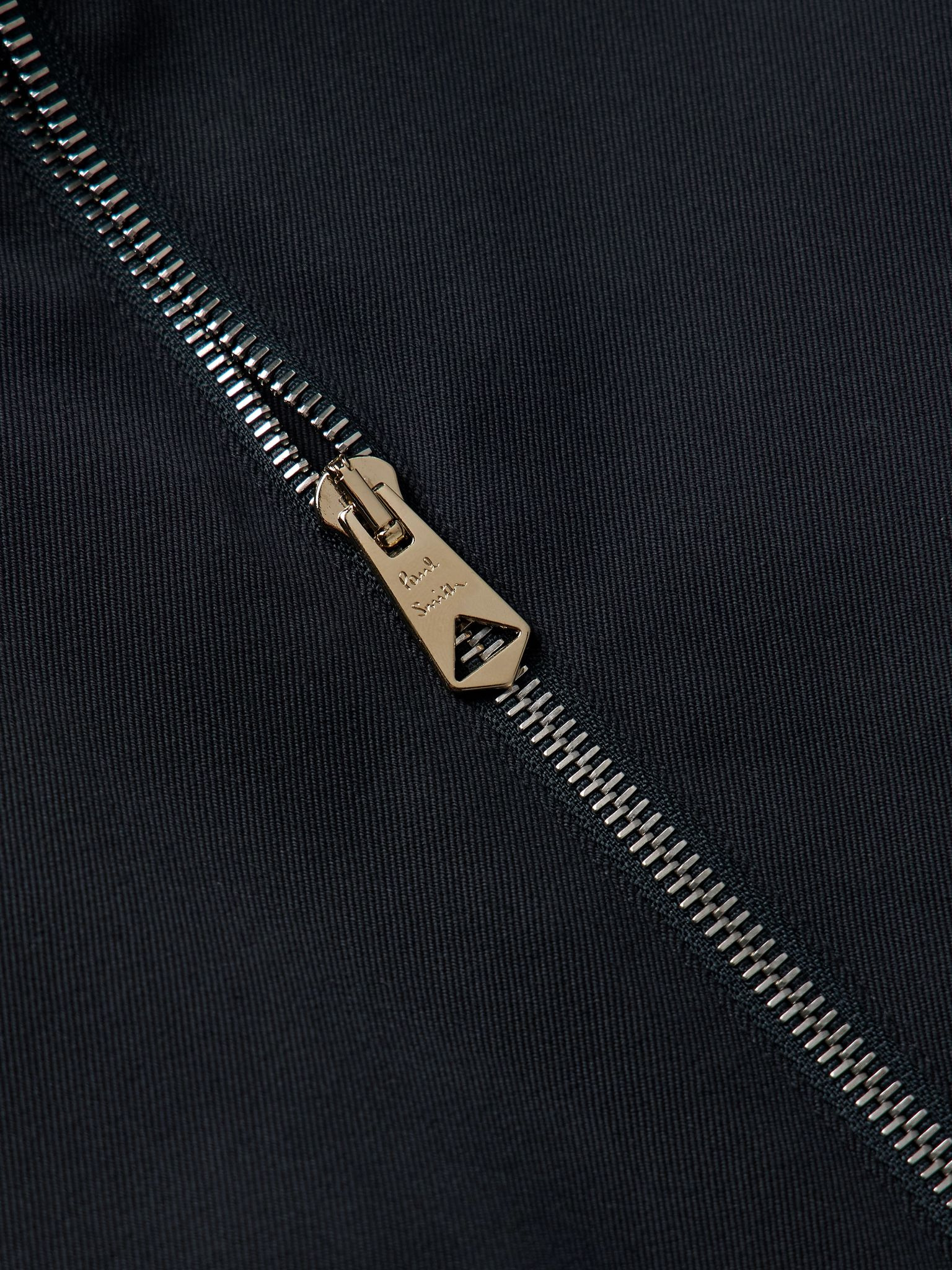 Leather-Trimmed Cotton-Blend Twill Harrington Jacket Navy - 4