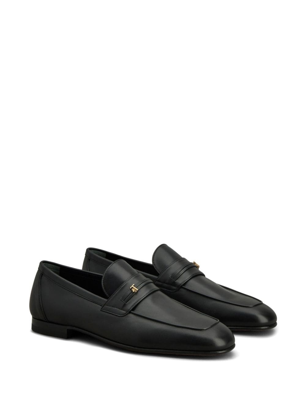 leather logo-patch loafers - 2