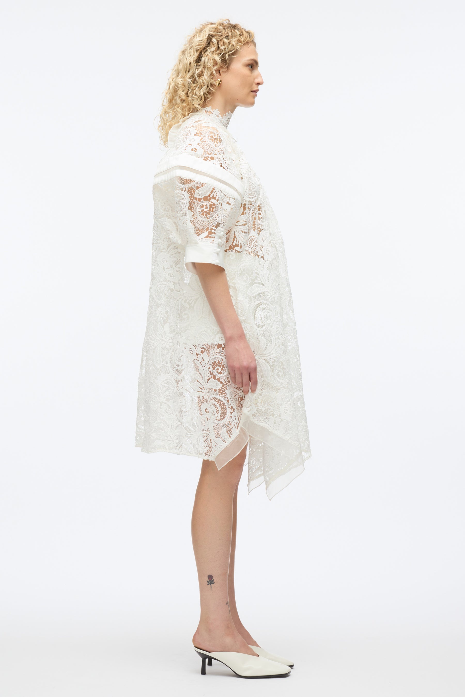 Embroidered Lace Hankerchief Dress - 3