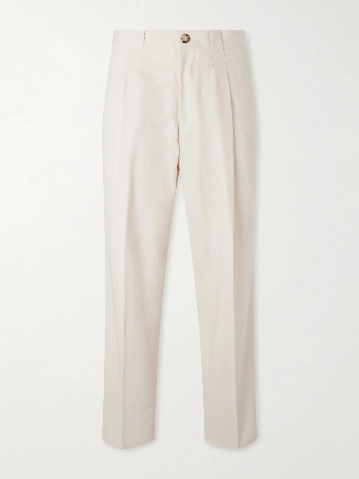 Straight-Leg Pleated Cotton-Twill Suit Trousers - 1