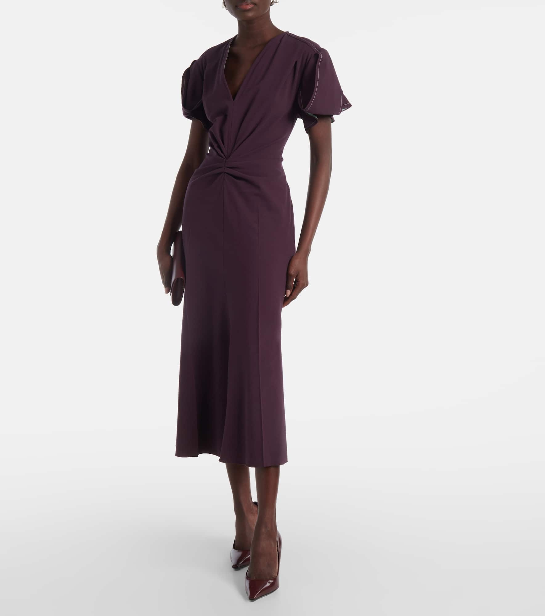 Gathered wool-blend midi dress - 2