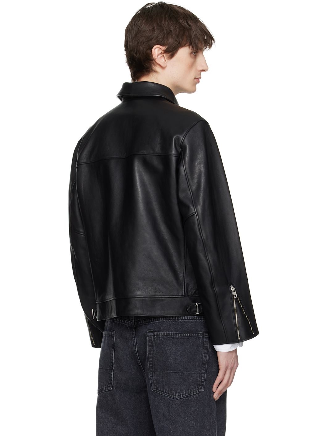 Black Double Riders Leather Jacket - 3
