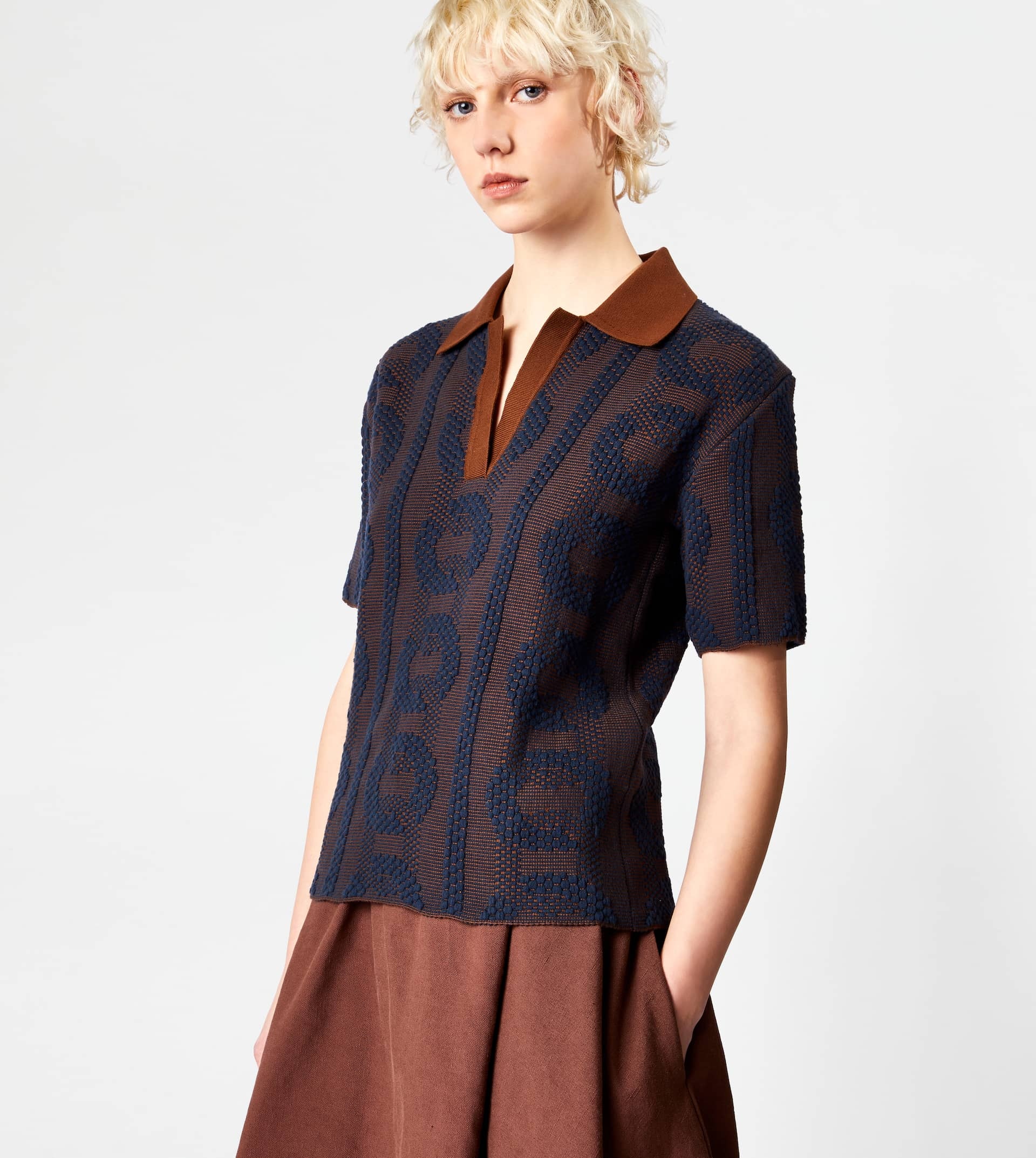 JACQUARD POLO SHIRT - BROWN, BLUE - 3