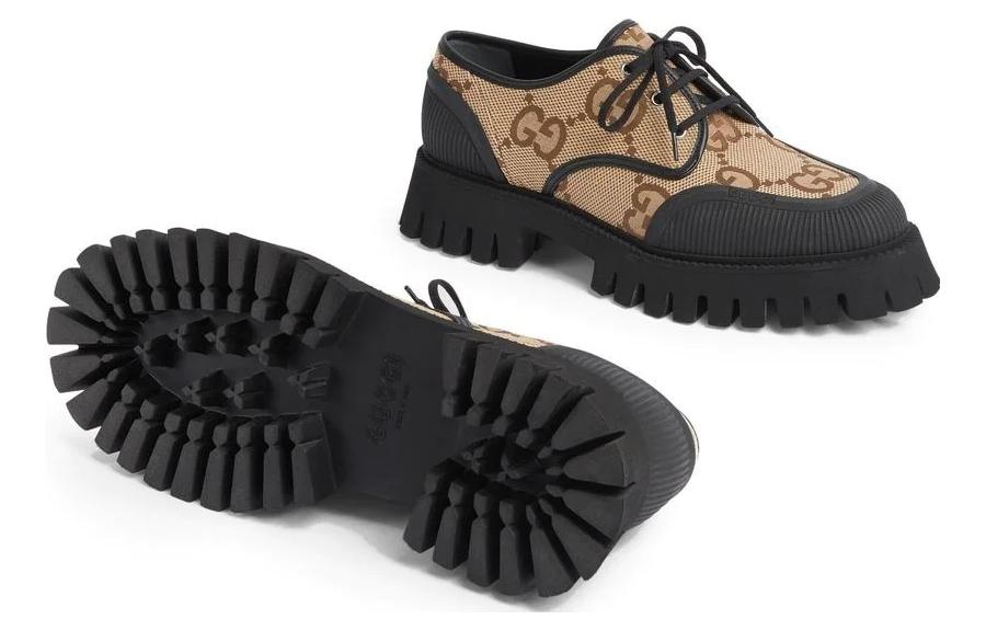 (WMNS) Gucci Maxi GG Lace-Up Shoes 'Beige Black' 751708-UKOF0-2552 - 6