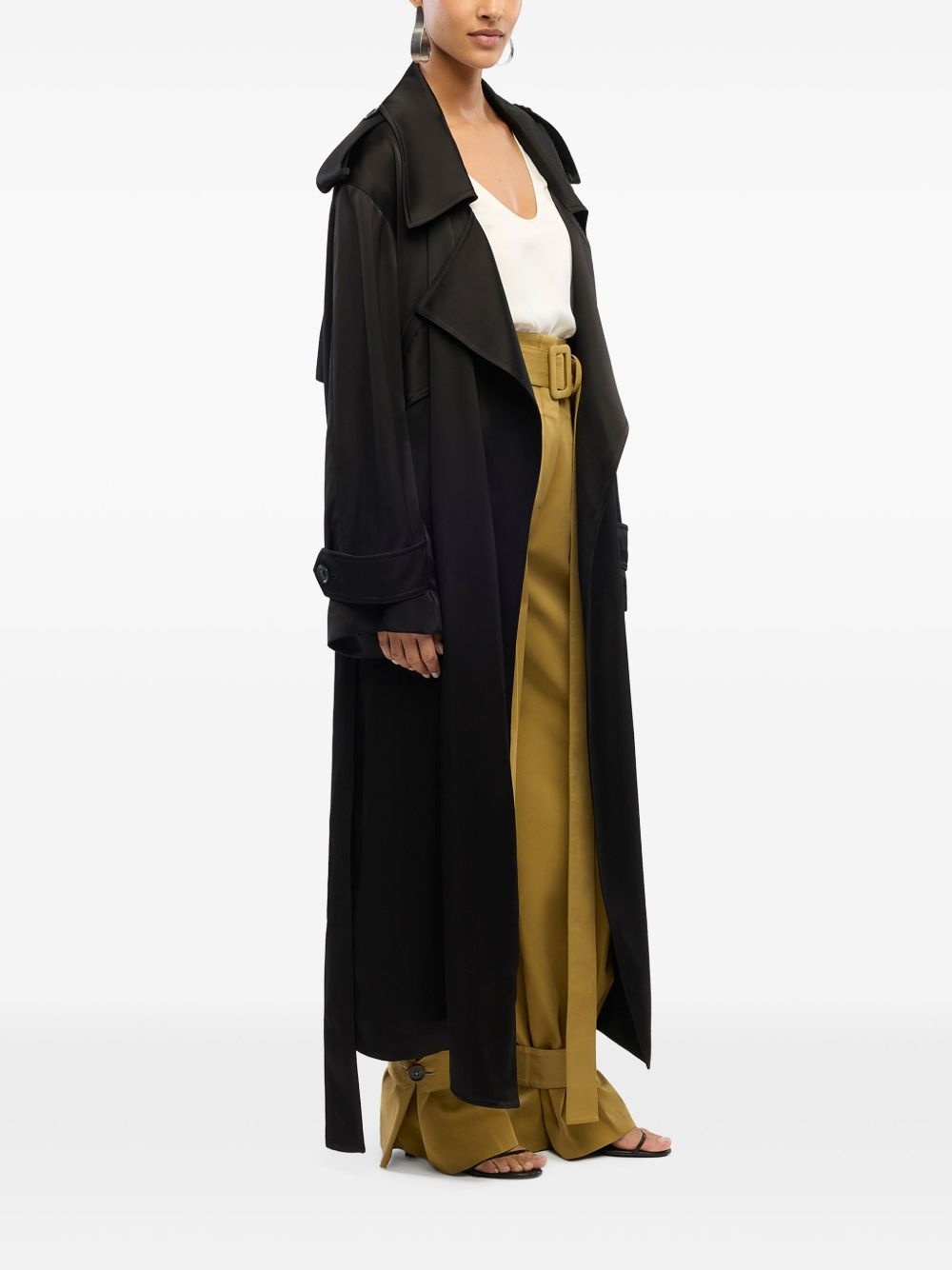 satin-finish trench coat - 3