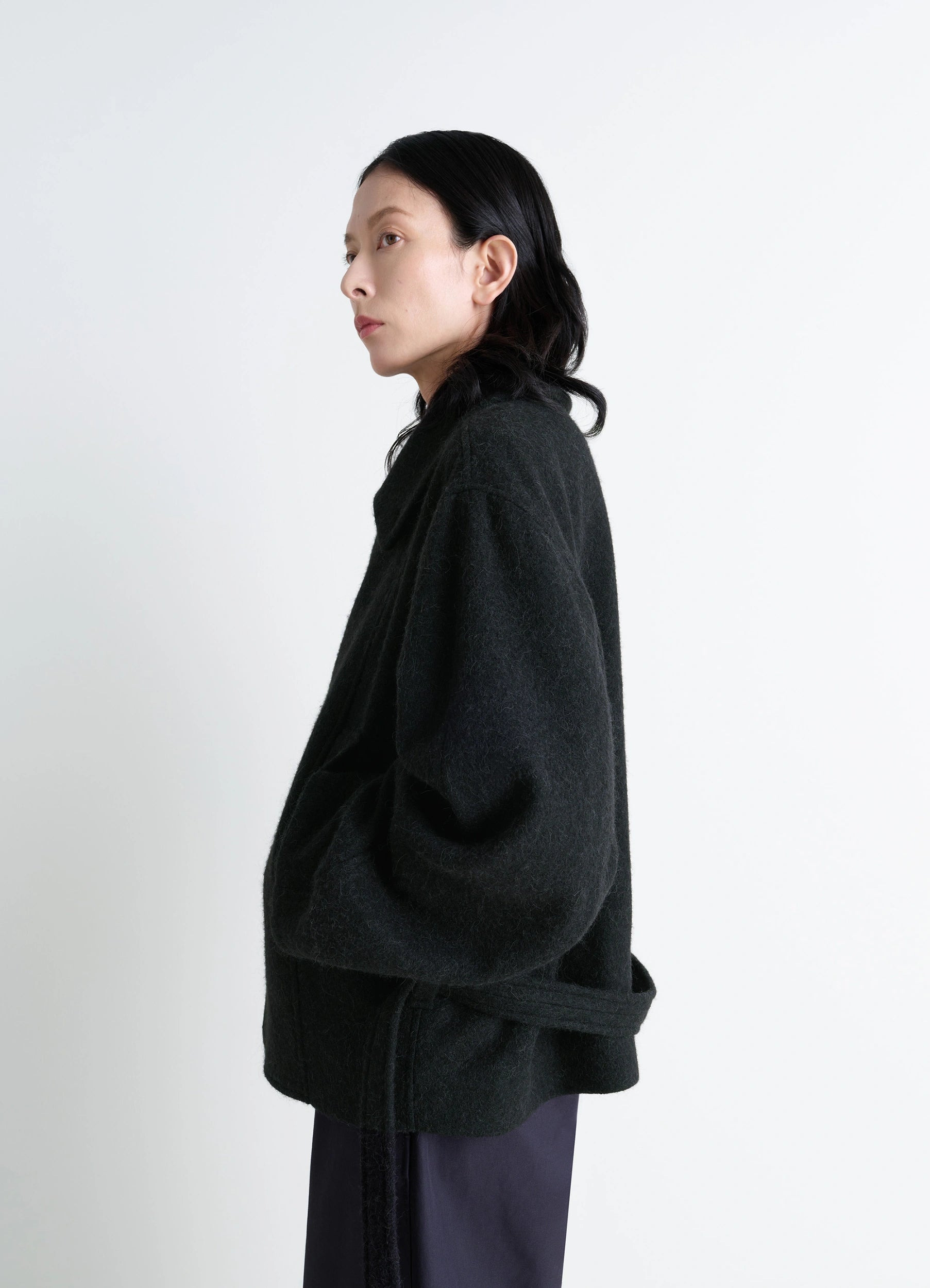 SHORT ASYMMETRICAL BATHROBE COAT - 4