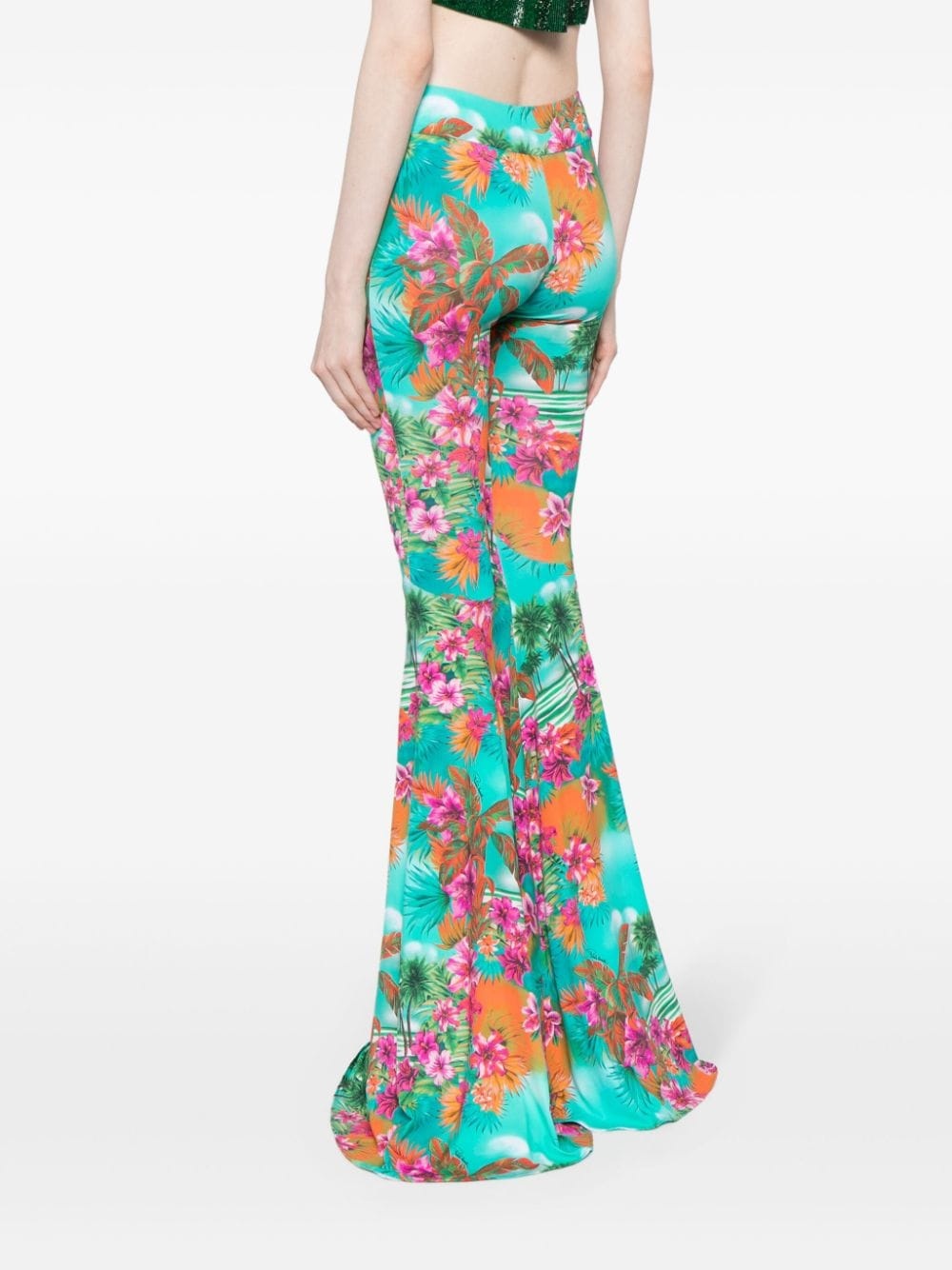 flared floral-print trousers - 4