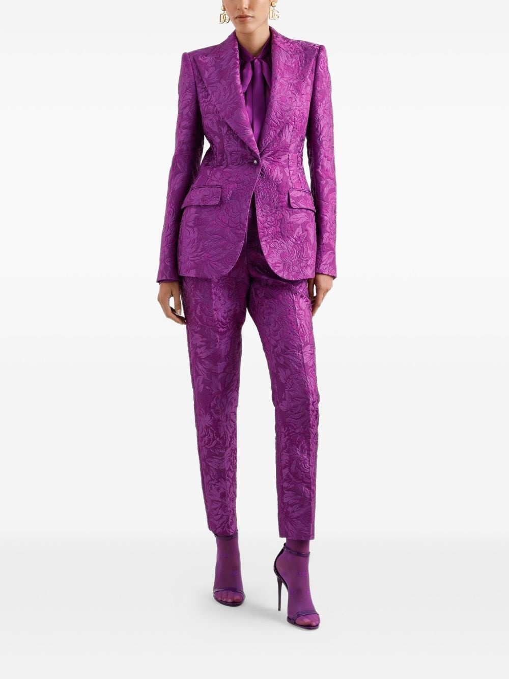 floral-brocade tailored trousers - 2