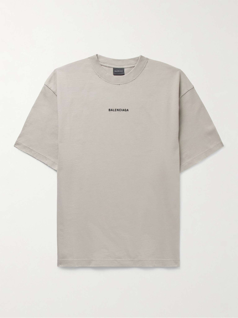 Distressed Logo-Embroidered Cotton-Jersey T-Shirt 1