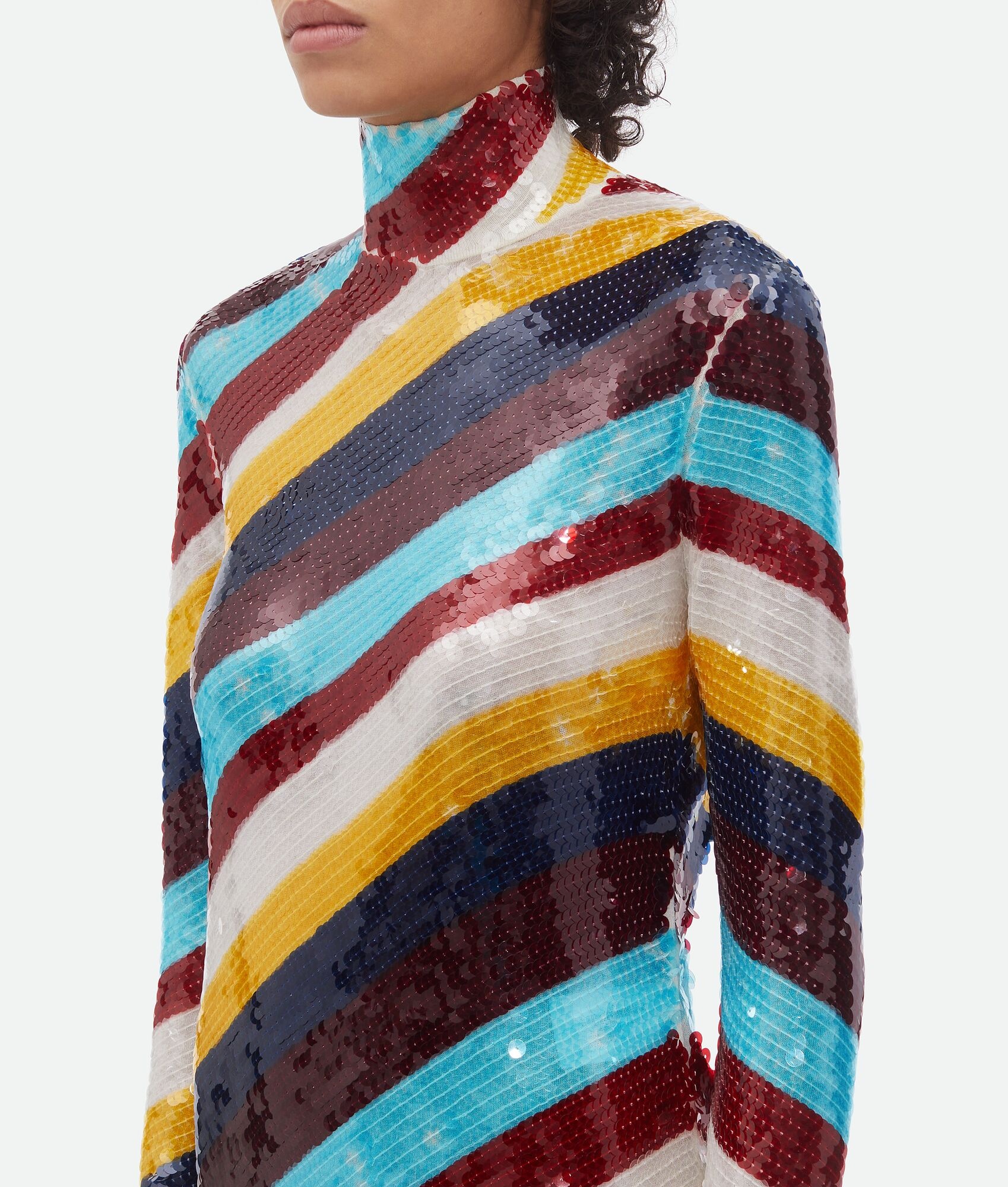 Striped Cotton Sequined Dress - 5