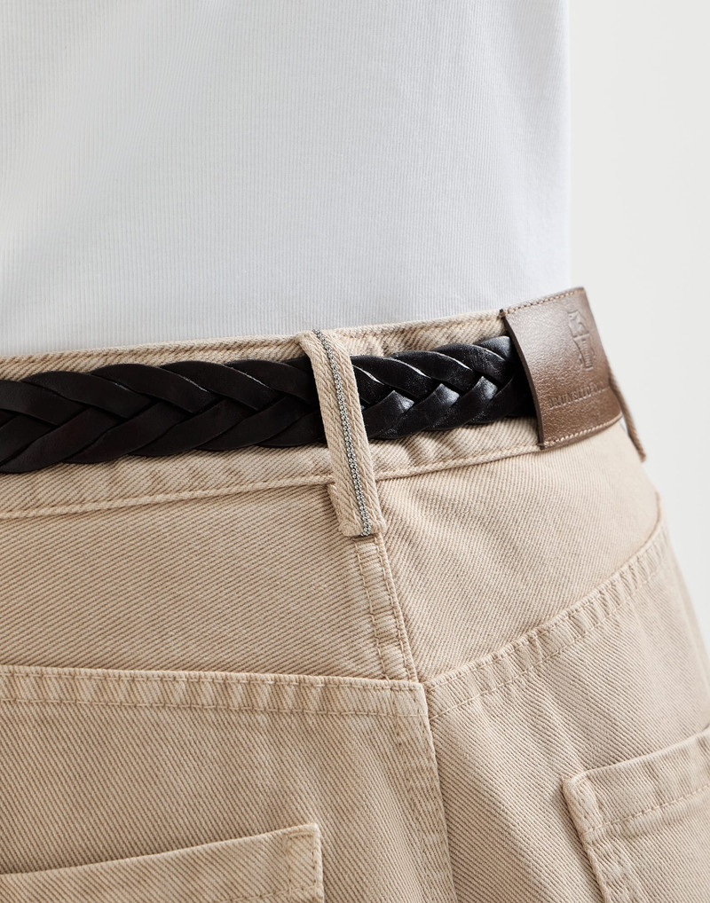 Dyed denim relaxed trousers with monili 4