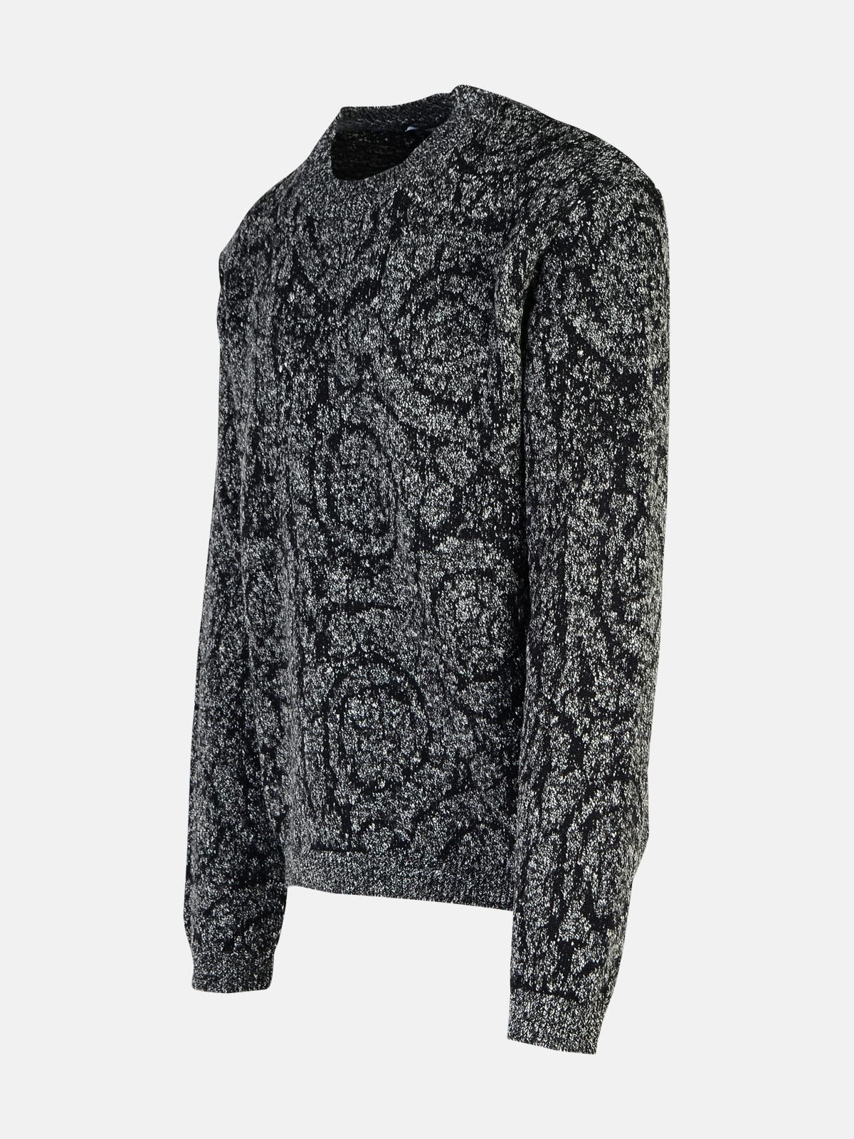 'BAROCCO' BLACK COTTON BLEND SWEATER - 2