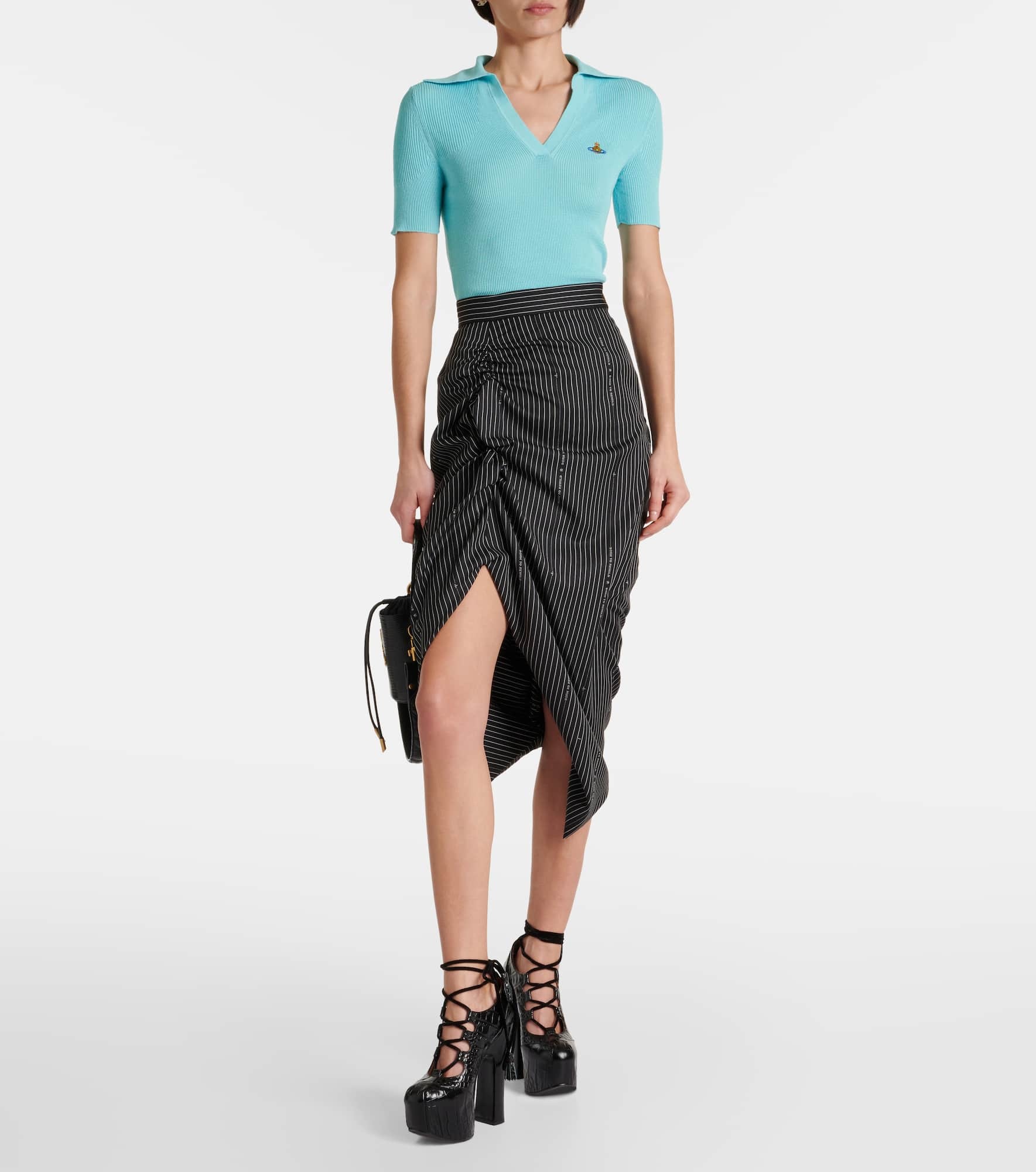 Marina ribbed-knit cotton polo shirt - 2