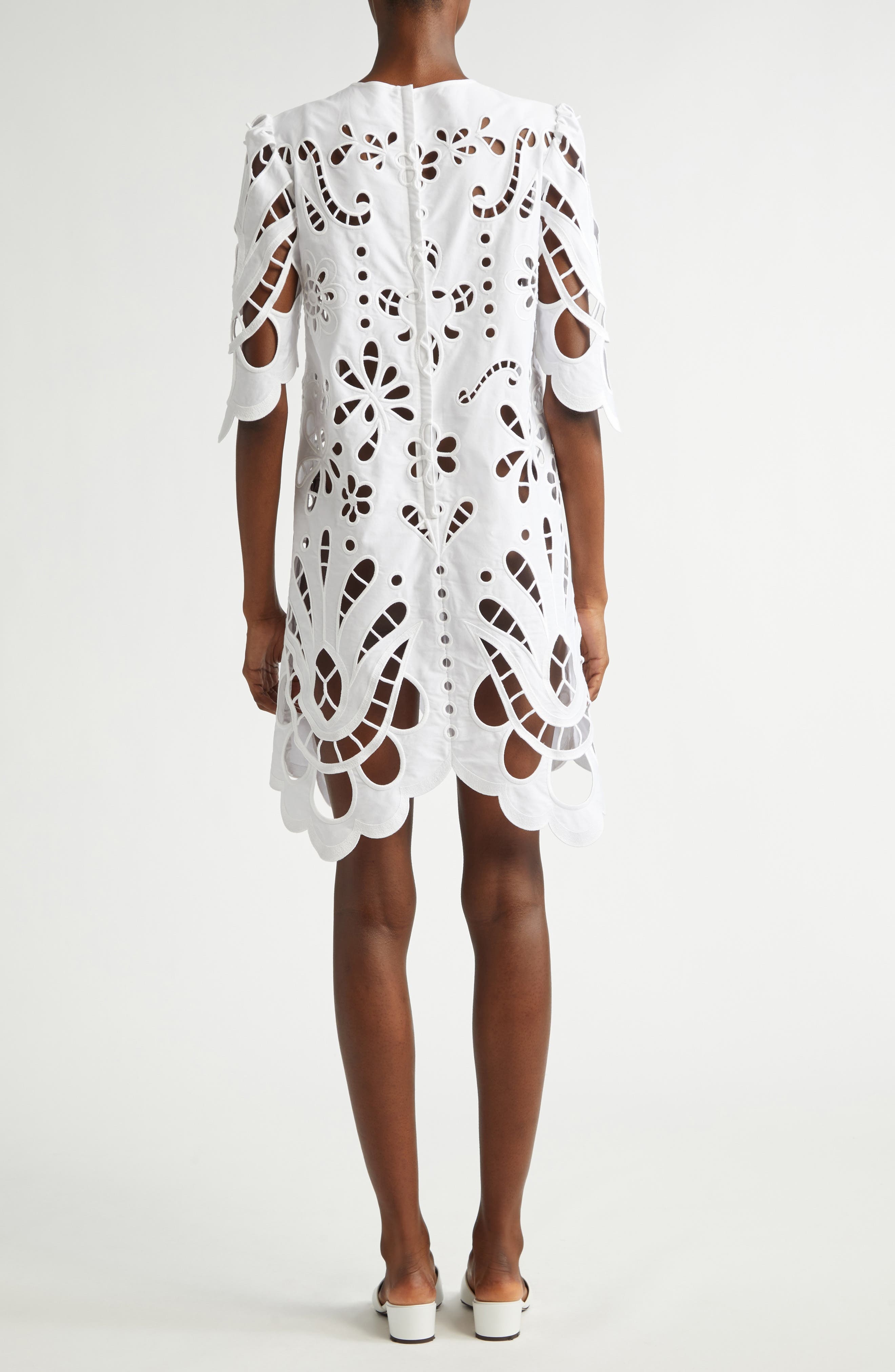 Dolce&Gabbana Openwork Embroidered Poplin Shift Dress in Bianco Ottico at Nordstrom - 2