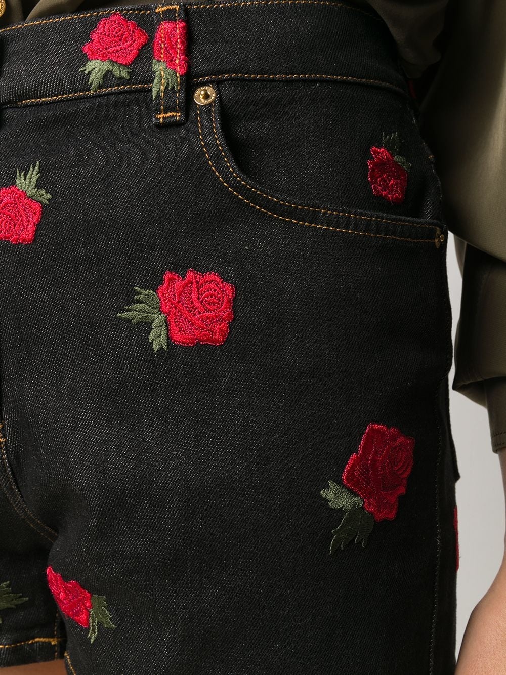 rose-embroidered shorts - 5