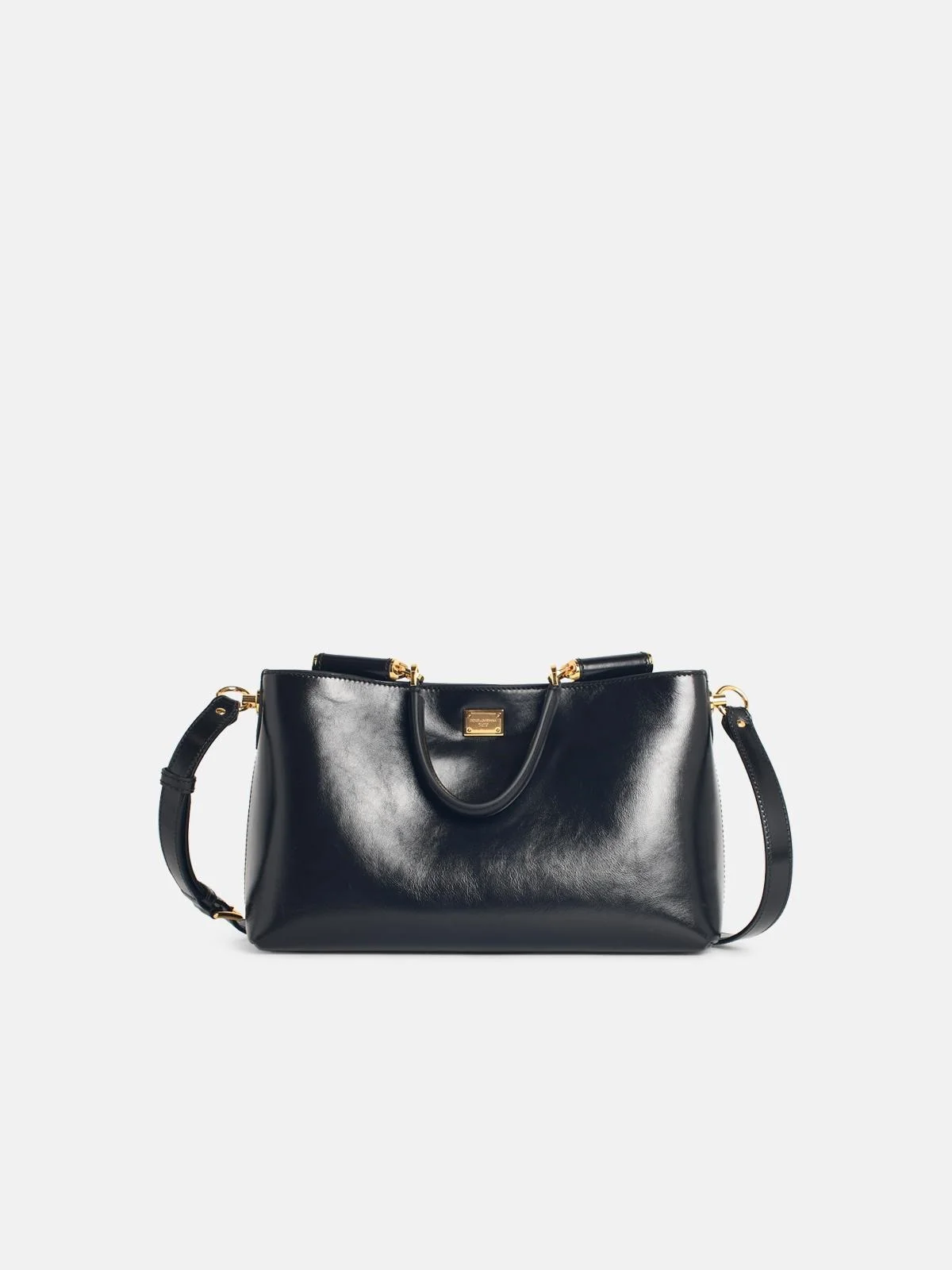 LARGE 'MY SICILY' BLACK LEATHER BAG - 1