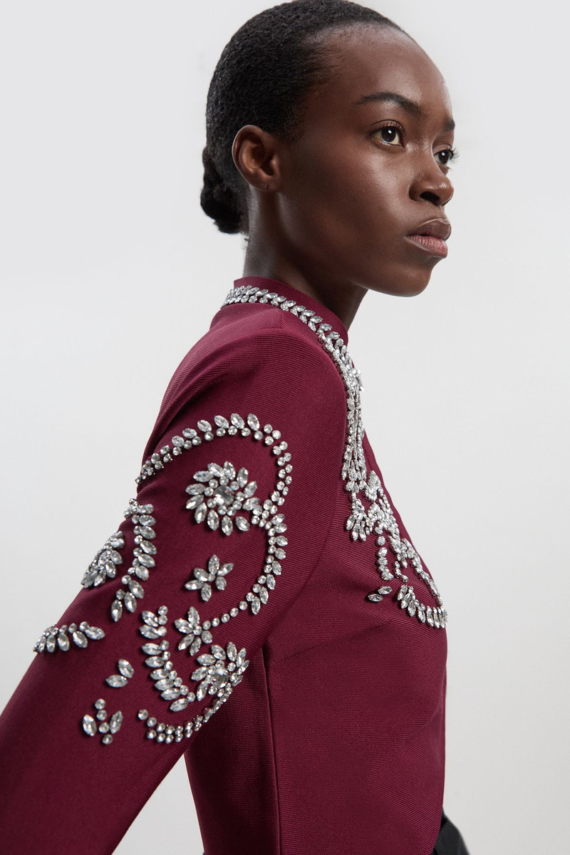 Figure Form Bandage Embellished Knit Jacket 1