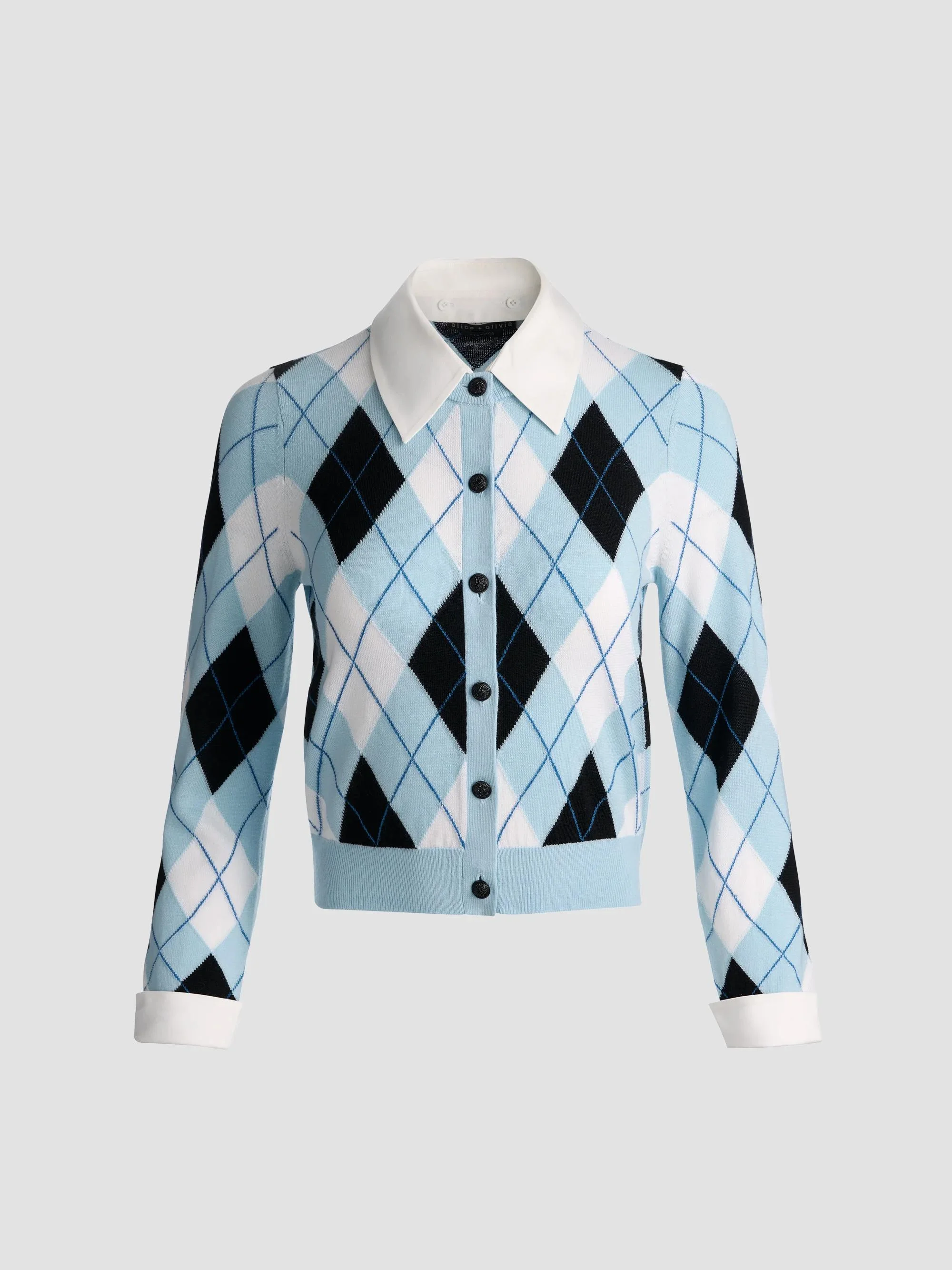 Women's Dollie Argyle Wool-Blend Cardigan - Mineral Blue Multi - 1