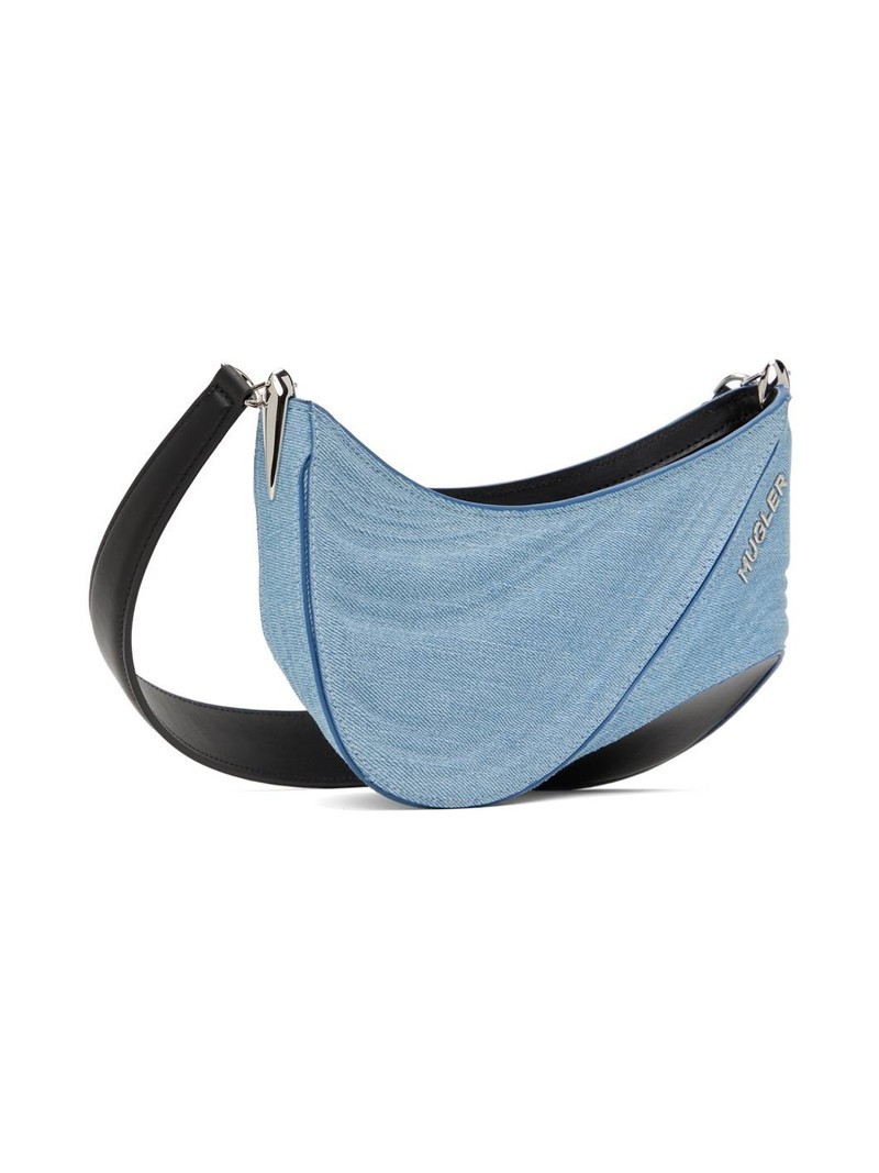 MUGLER Blue & Black Small Denim Spiral Curve 01 Bag outlook