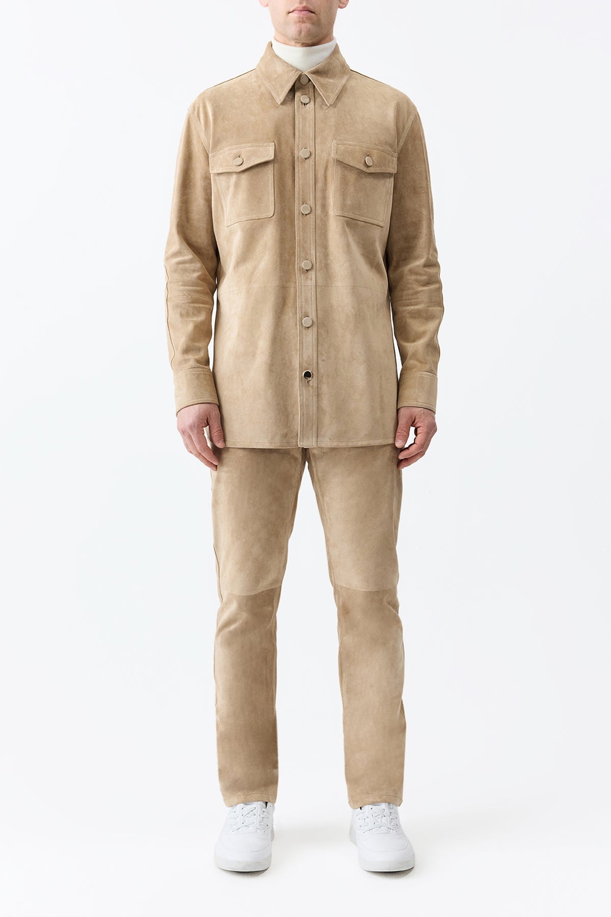Anthony Five Pocket Pant in Camel Suede - 3