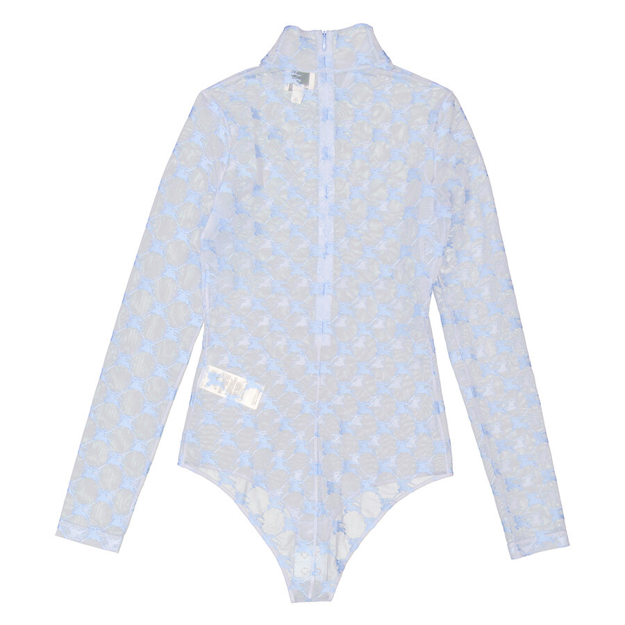 Burberry Glacier Blue Ekd Stretch Tulle Bodysuit - 6