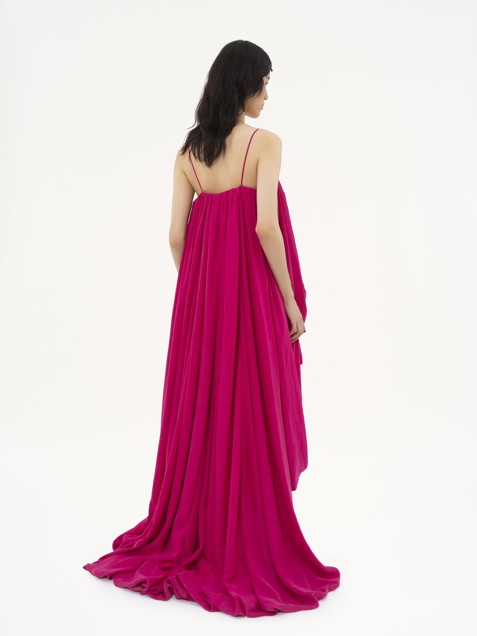 HIGH-LOW SLEEVELESS JUMPSUIT IN WASHED SILK PONGÉ - 6