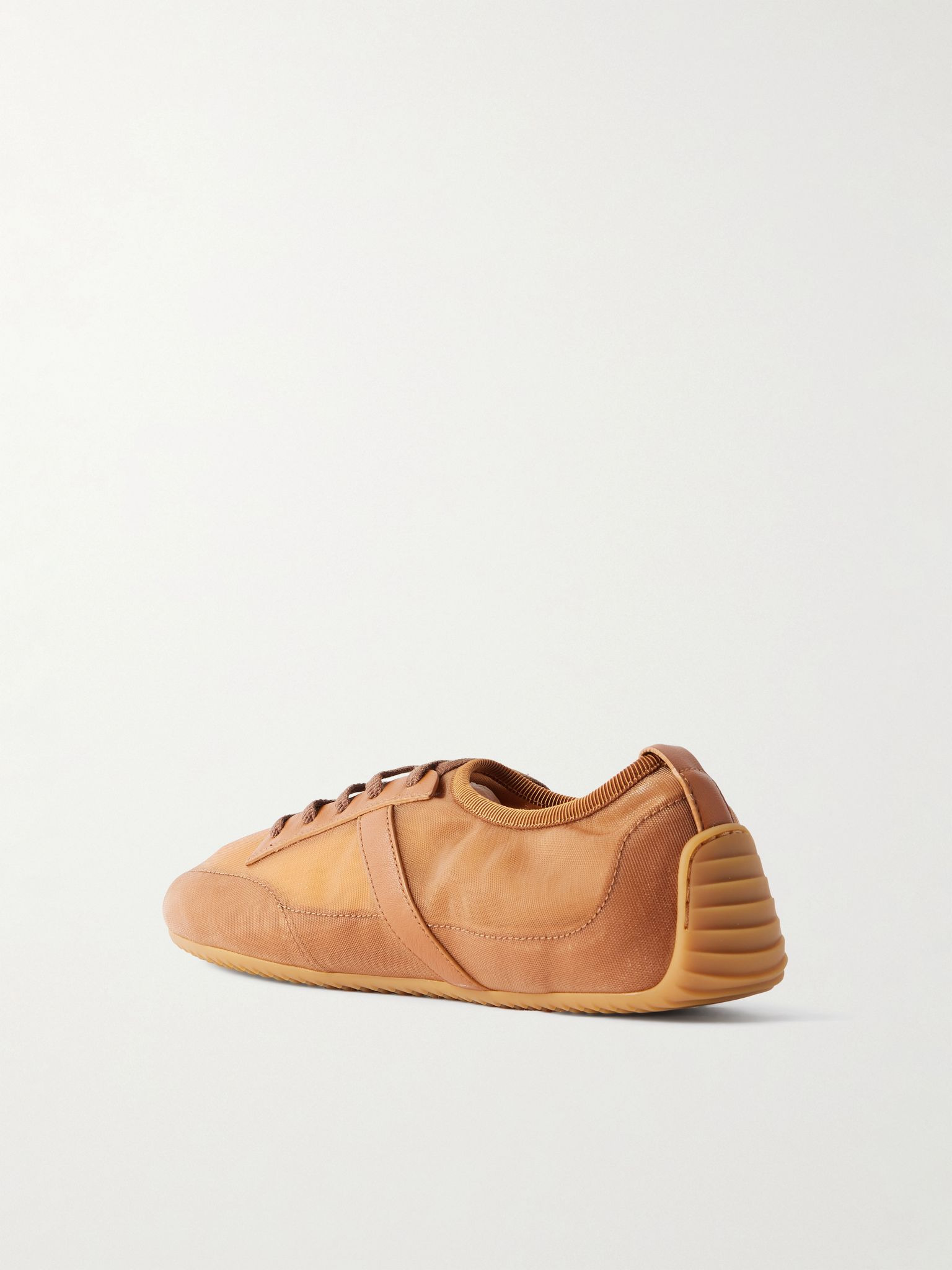 Leather-trimmed mesh sneakers Dark brown - 3