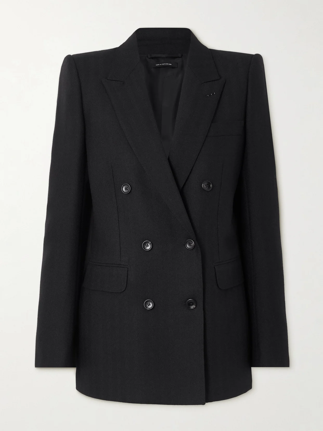 Herringbone Wool Double-breasted Blazer - 1