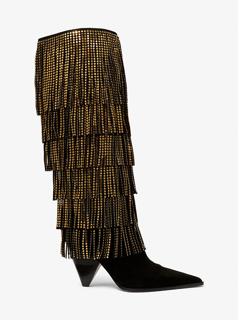 MICHAEL KORS Jayla Embellished Suede Fringed Boot outlook