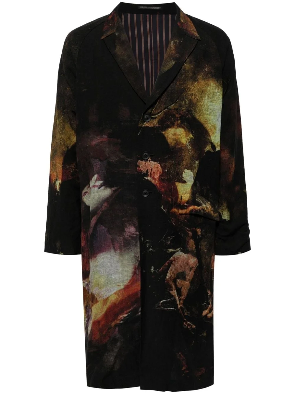 abstract-print single-breasted coat - 1