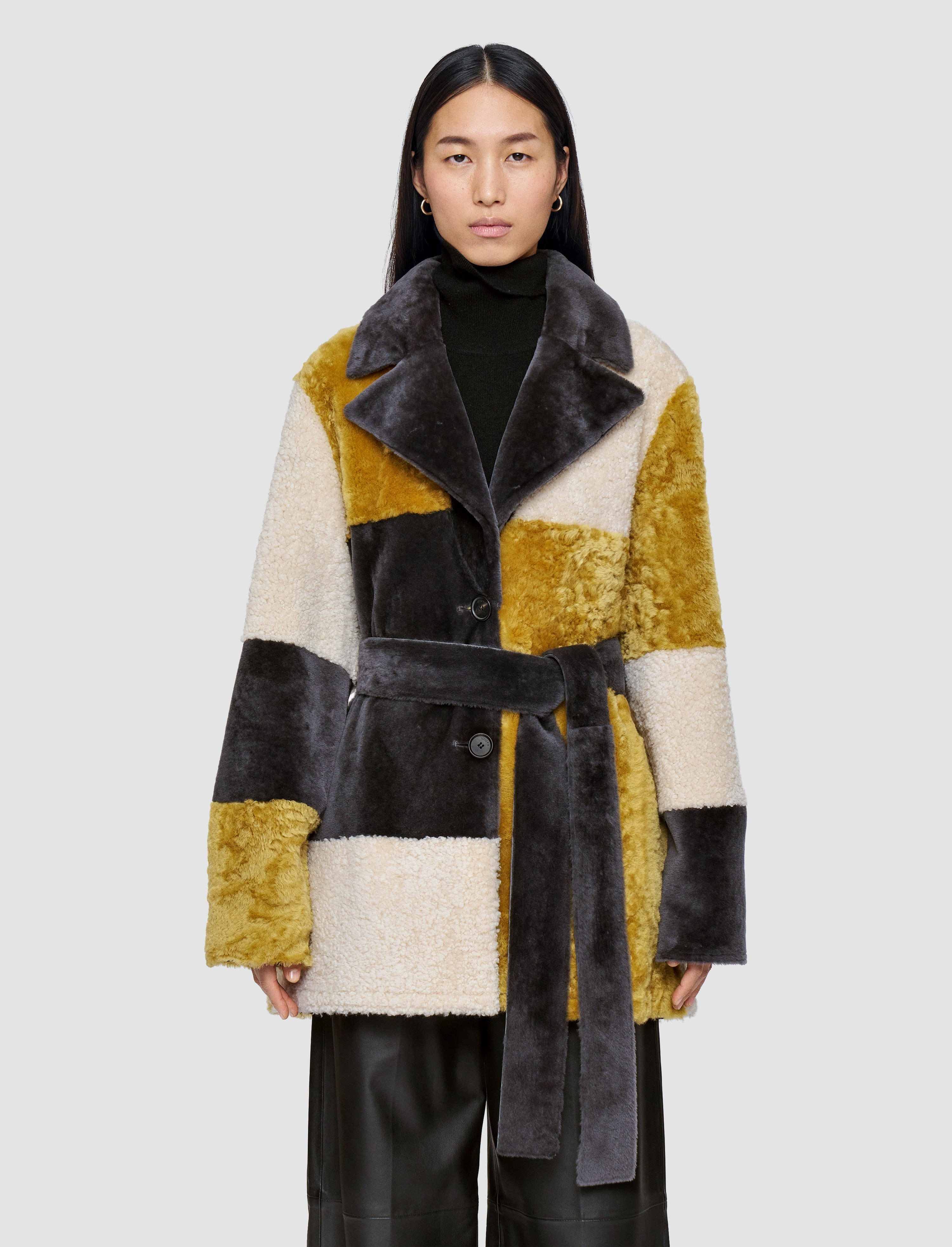 Martel Overlay Shearling Coat - 3