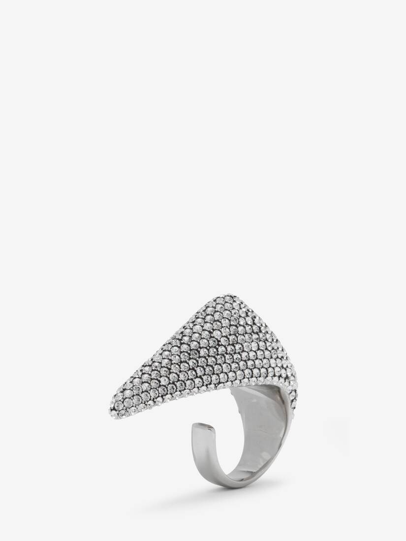 Women's Jewelled Thorn Claw Ring in Antique Silver - 2
