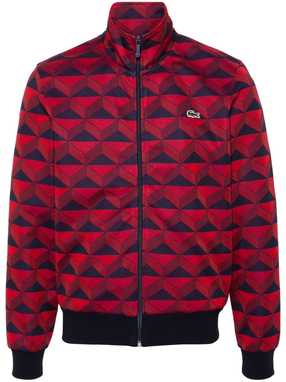 zip-up geometric-jacquard sweatshirt - 1