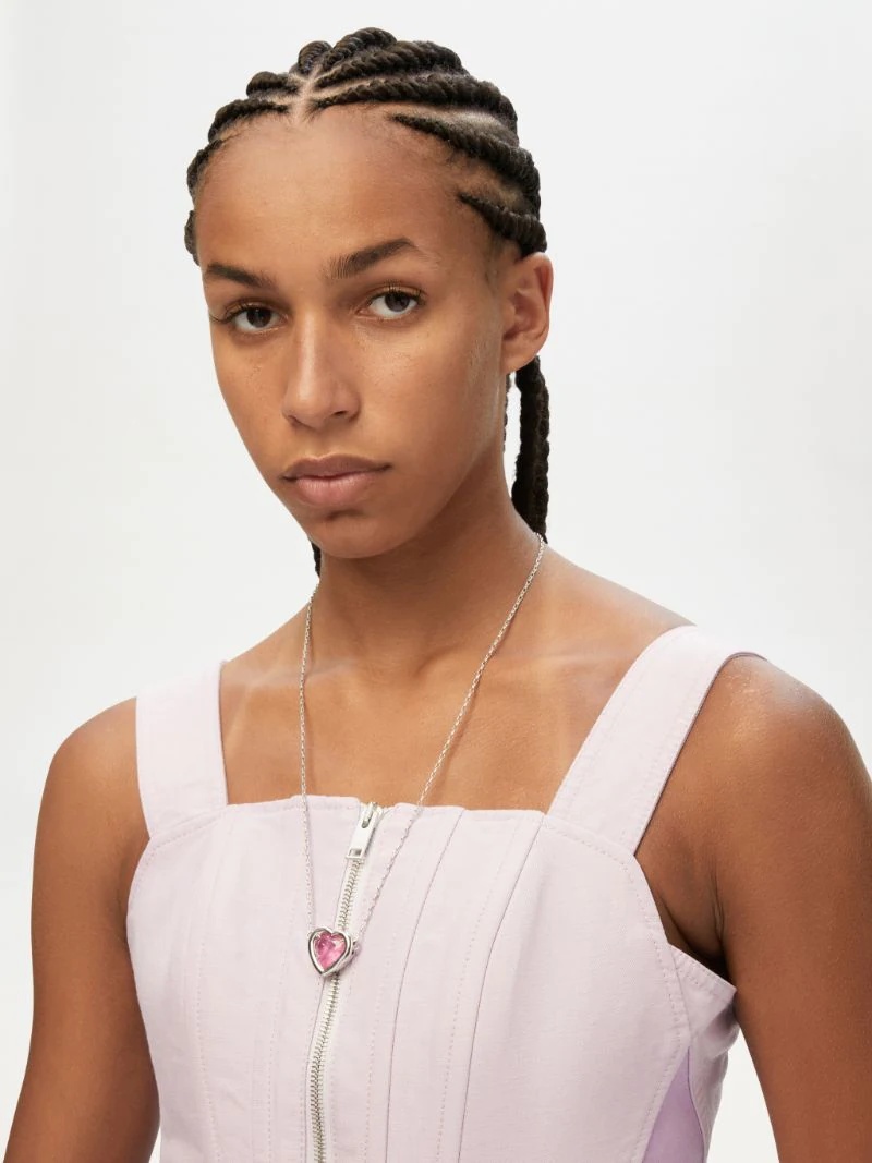 HEART STONE CHARM NECKLACE - 2