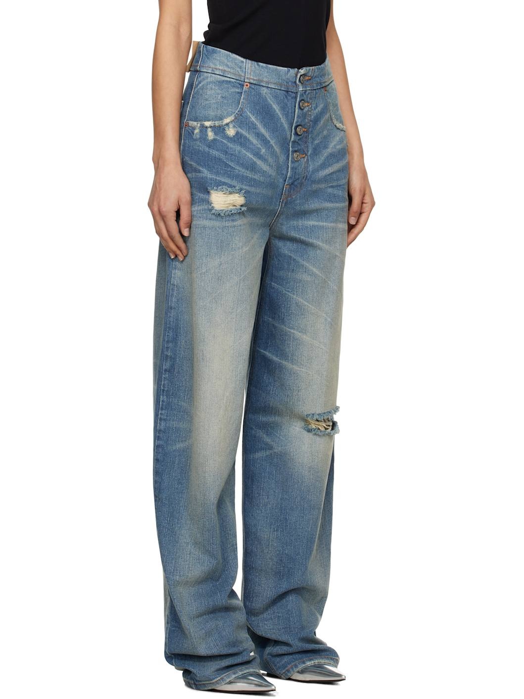 Blue Distressed 5 Pockets Jeans - 2