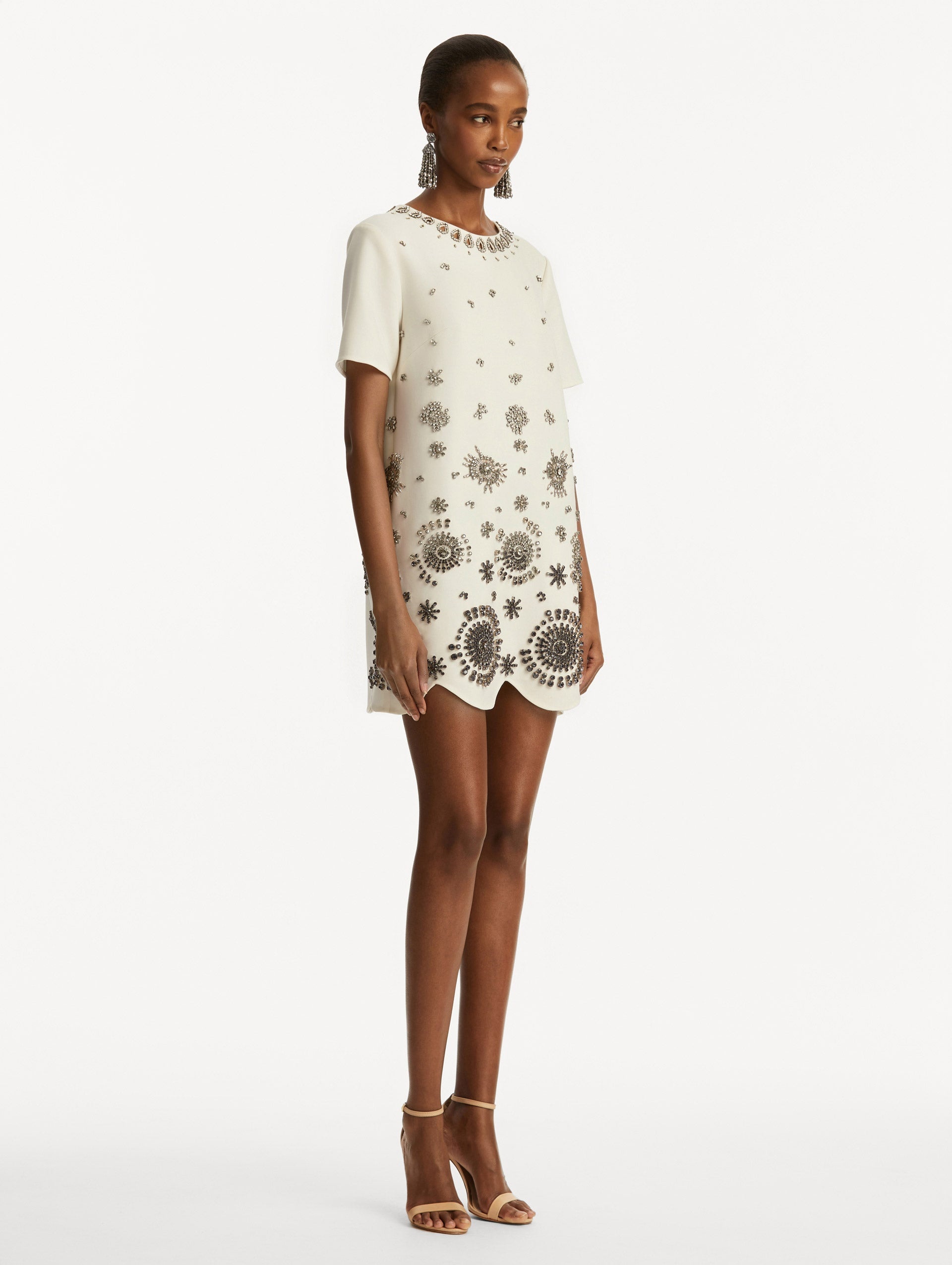 CRYSTAL MEDALLION SHIFT DRESS - 4