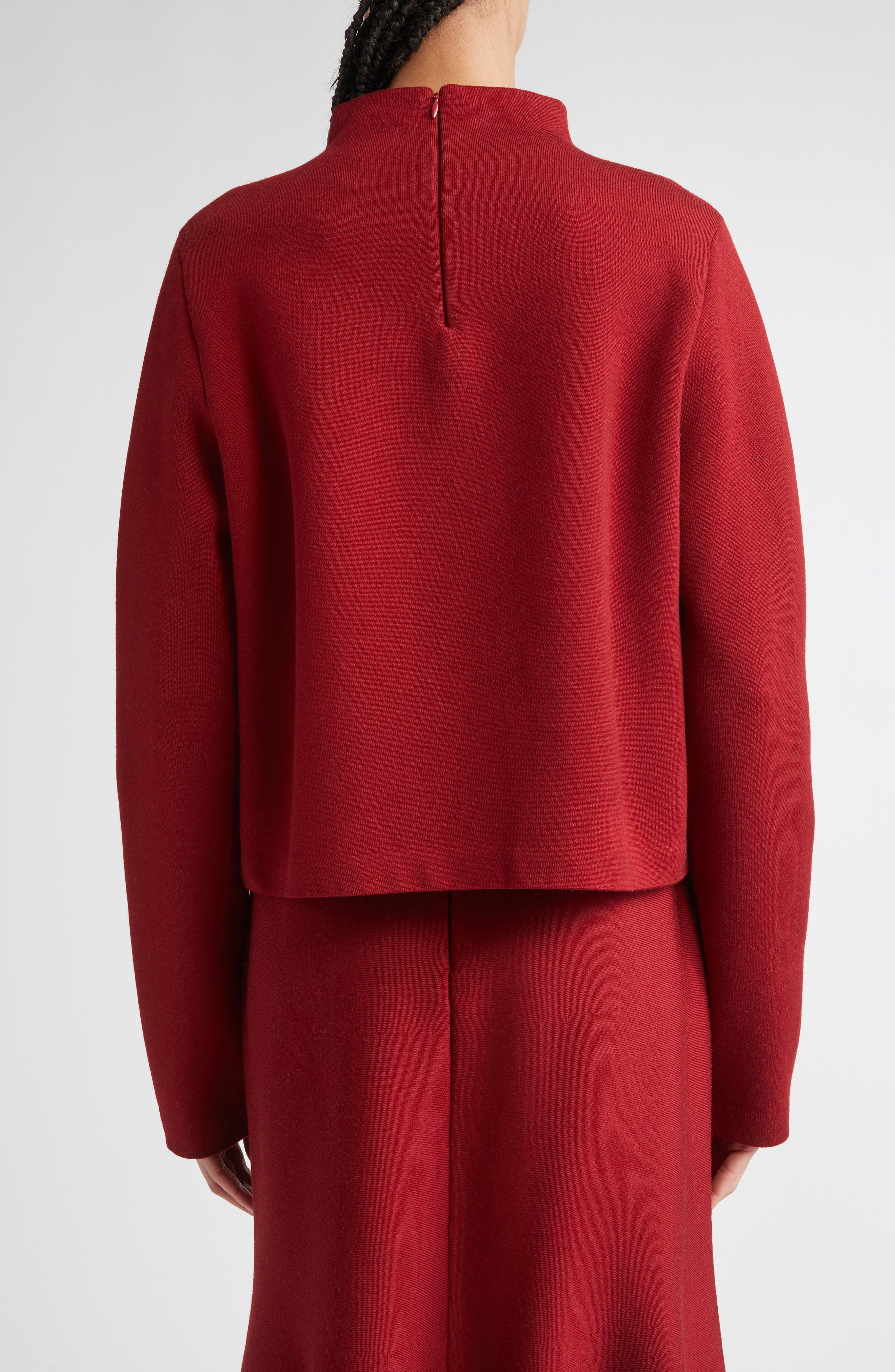 Carolina Herrera Floral Intarsia Funnel Neck Sweater in Garnet Multi at Nordstrom - 2