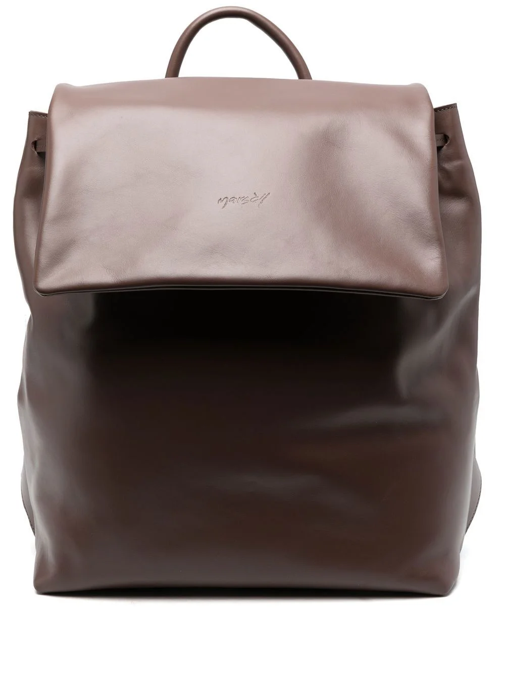 leather embossed-logo backpack - 1