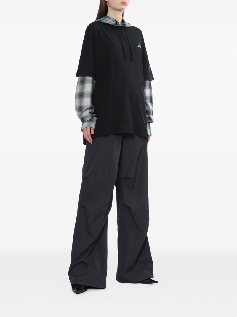 plaid-paneled hooded top 3