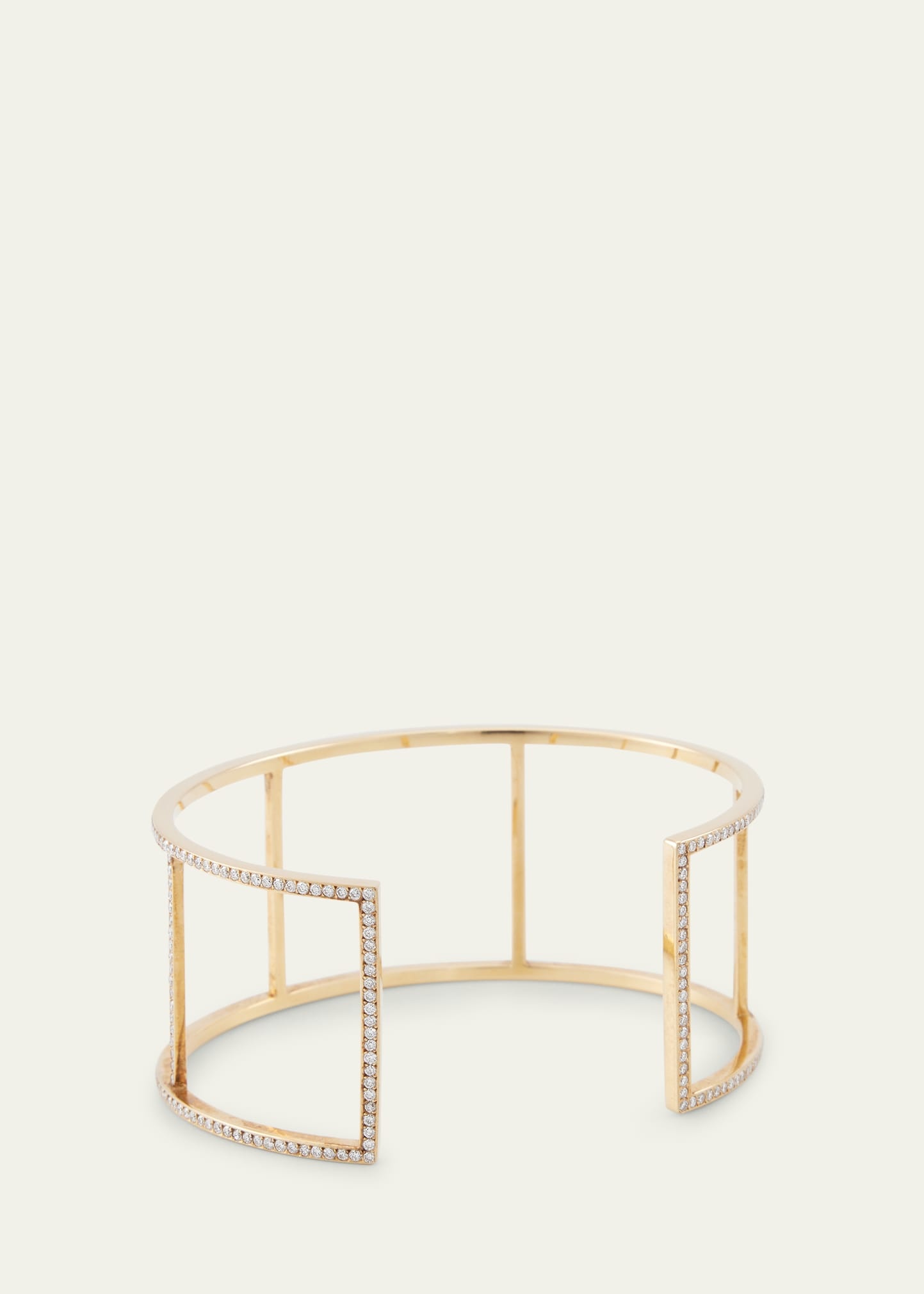 18K Yellow Gold Wire Cuff with Diamonds - 4