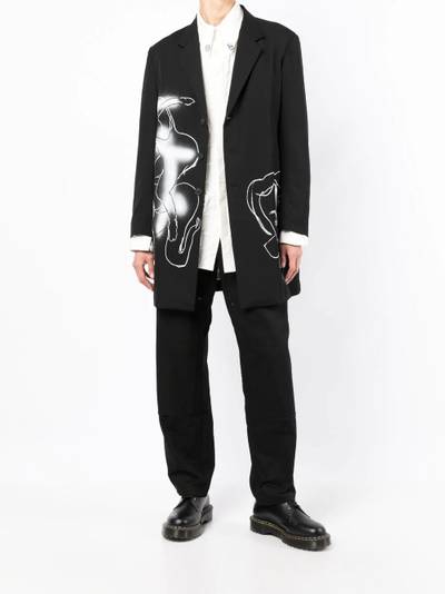 Yohji Yamamoto silhouette-print blazer outlook