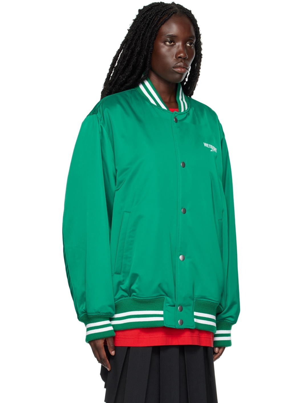 Green Oversized Bomber Jacket - 2